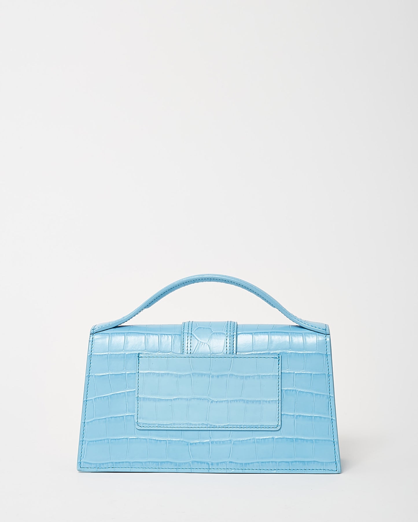 Jacquemus Blue Croc Embossed Leather Le Grand Bambino Bag with Strap