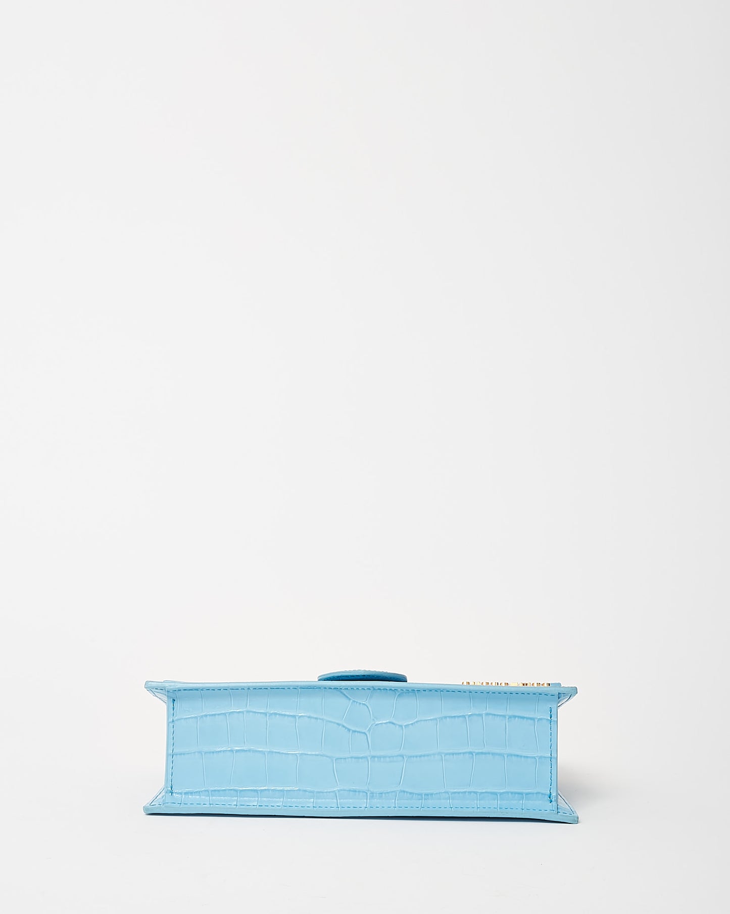 Jacquemus Blue Croc Embossed Leather Le Grand Bambino Bag with Strap
