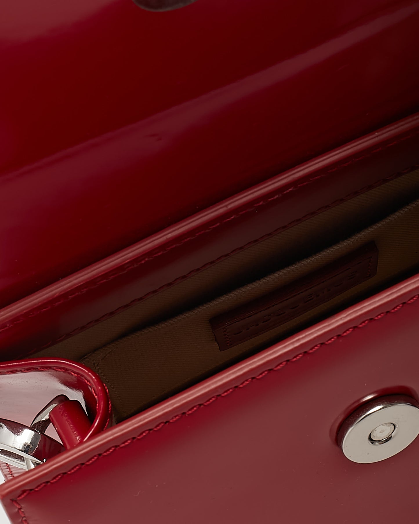 Jacquemus Red Leather Silver Buckle Handle Le Chiquito Moyen Crossbody Bag