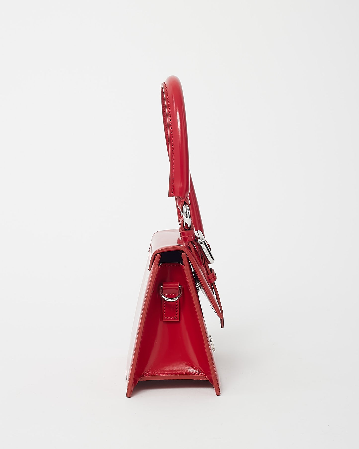 Jacquemus Red Leather Silver Buckle Handle Le Chiquito Moyen Crossbody Bag