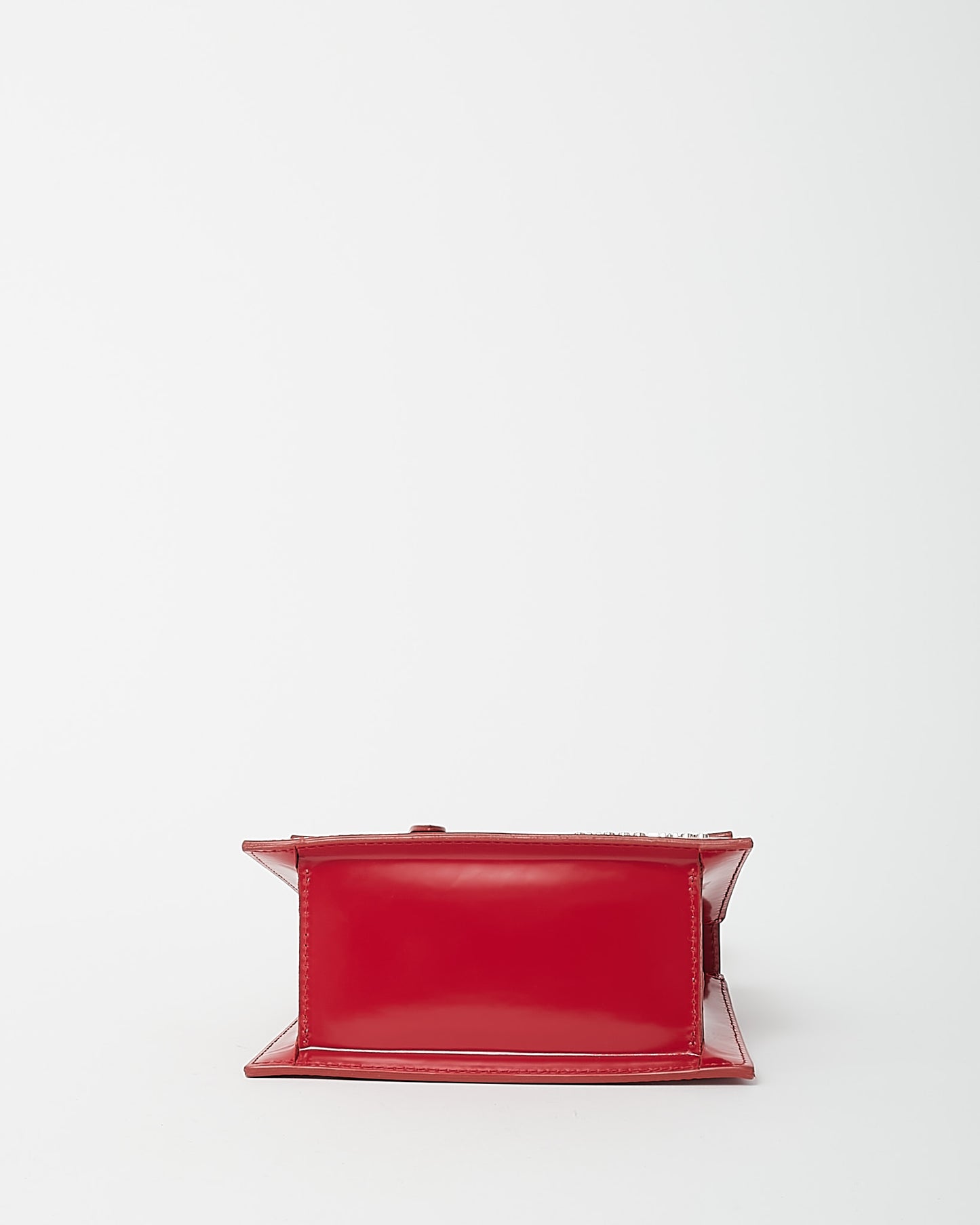 Jacquemus Red Leather Silver Buckle Handle Le Chiquito Moyen Crossbody Bag