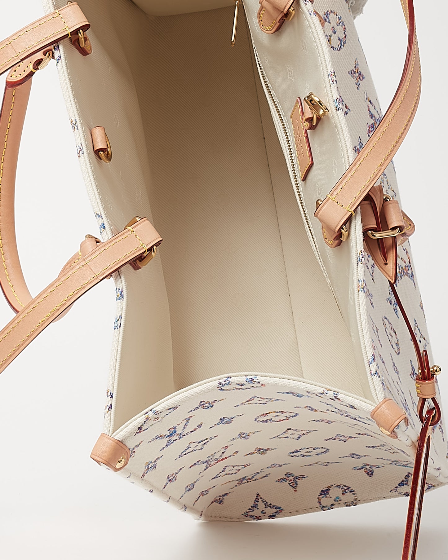 Louis Vuitton Cream Leather and Multi Monogram Jacquard Nautical Onthego MM Bag