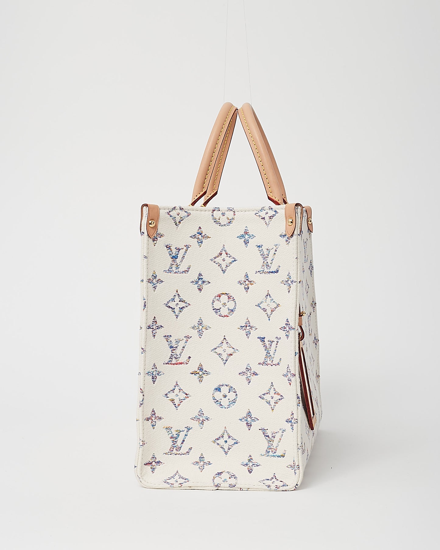 Louis Vuitton Cream Leather and Multi Monogram Jacquard Nautical Onthego MM Bag