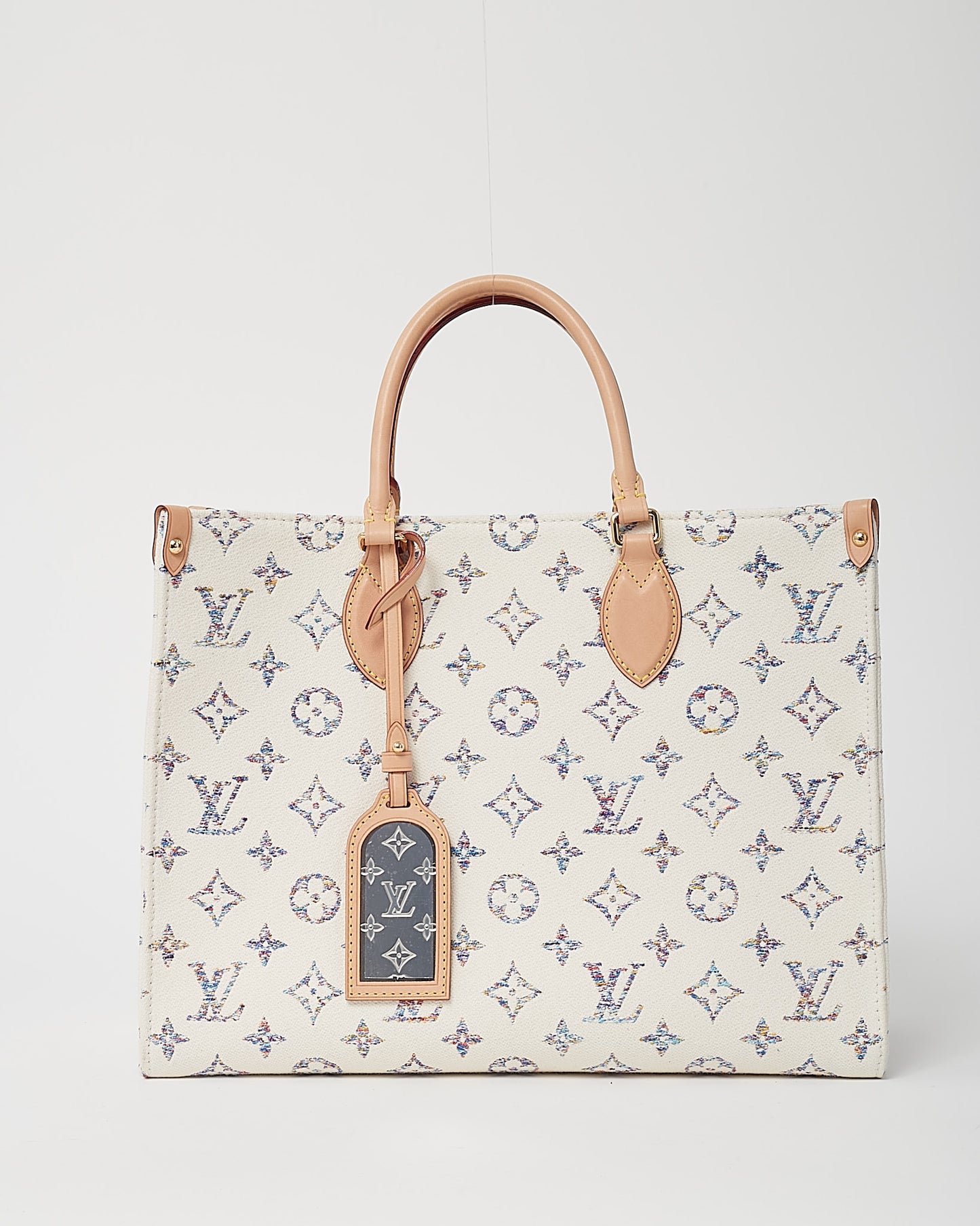 Louis Vuitton Cream Leather and Multi Monogram Jacquard Nautical Onthego MM Bag