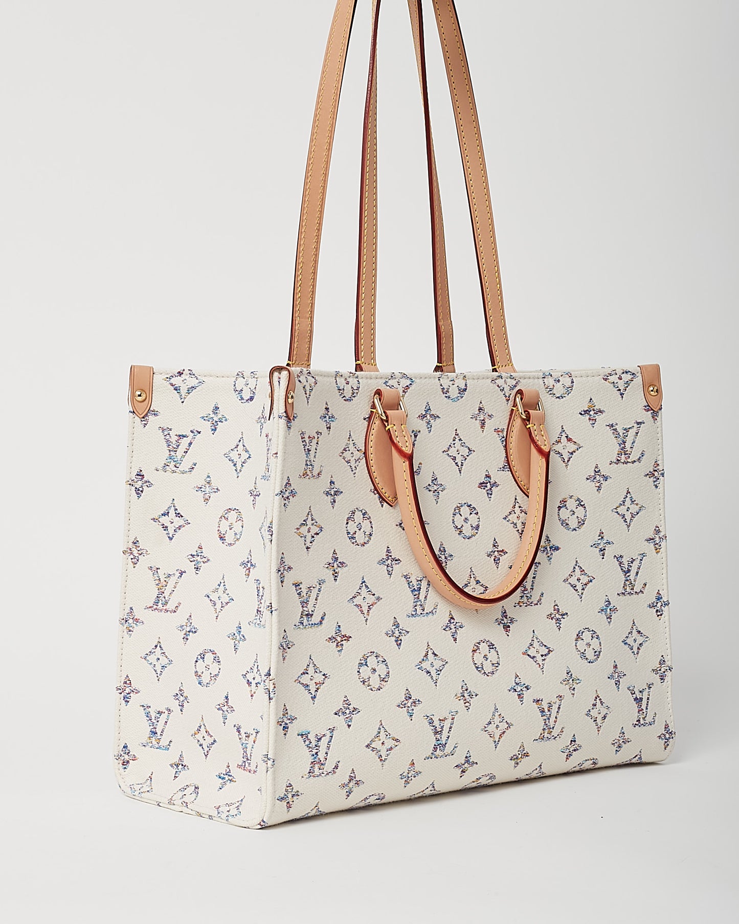 Louis Vuitton Cream Leather and Multi Monogram Jacquard Nautical Onthego MM Bag