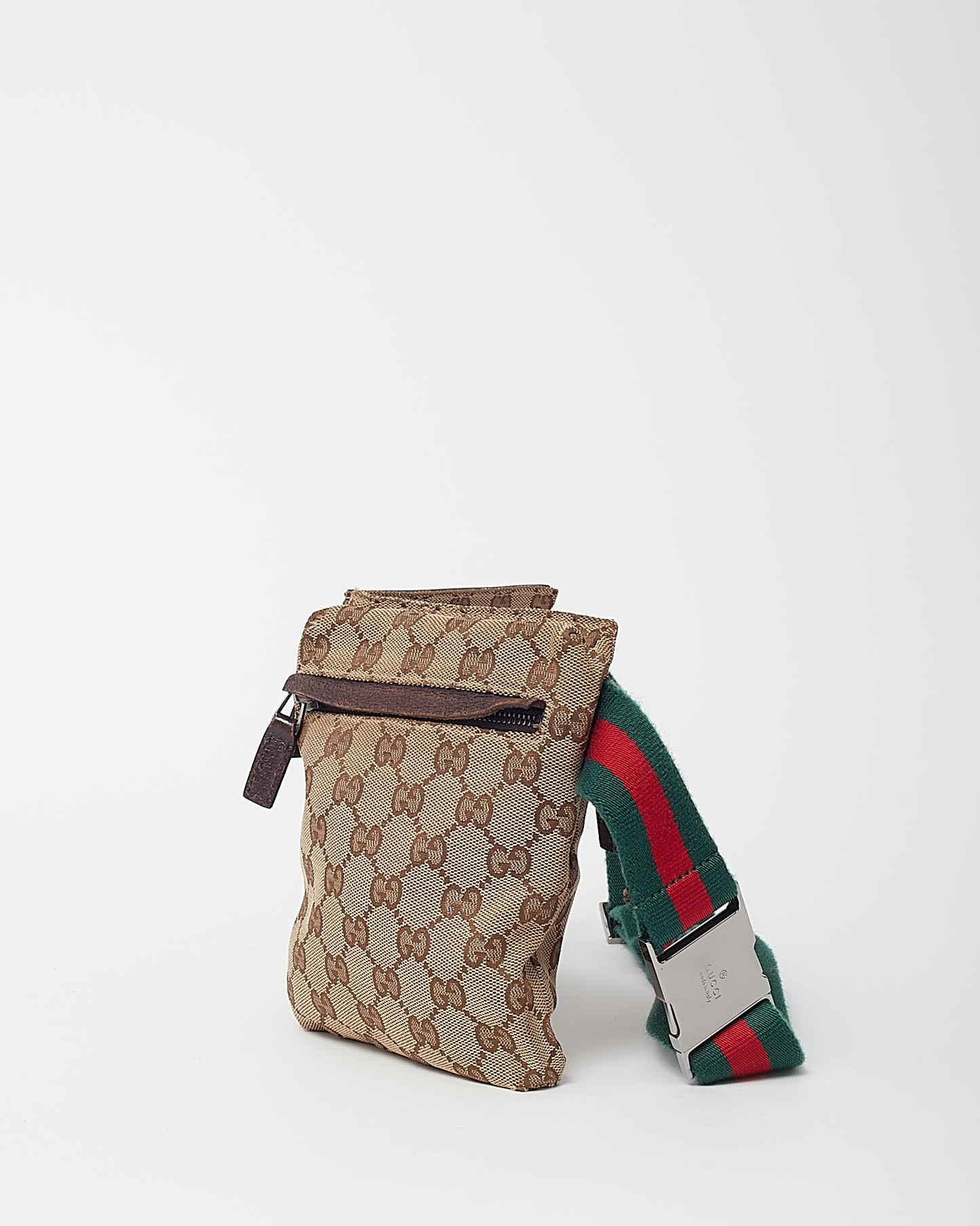 Gucci Beige and Brown Monogram GG Canvas Double Pocket Belt Bag