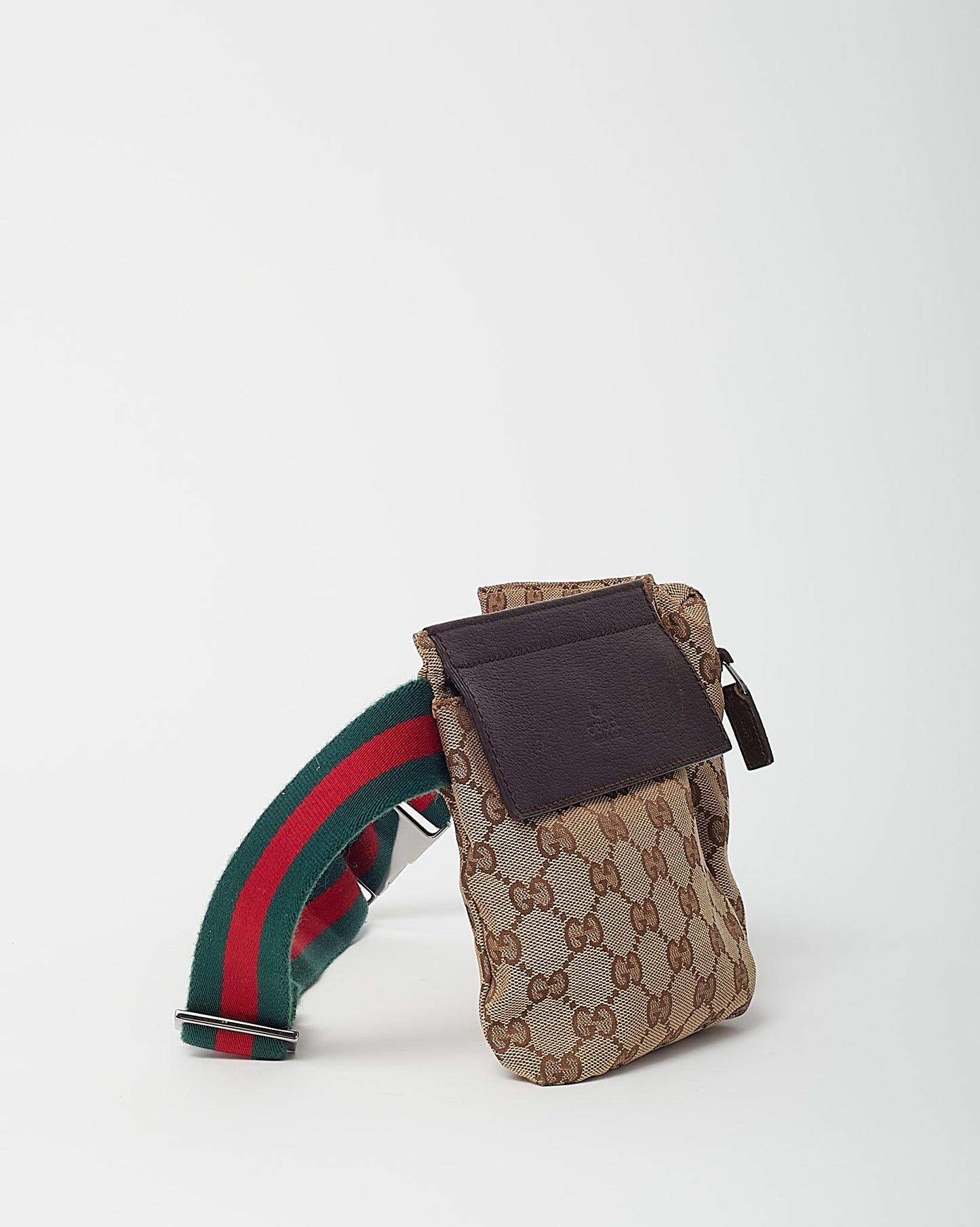Gucci Beige and Brown Monogram GG Canvas Double Pocket Belt Bag