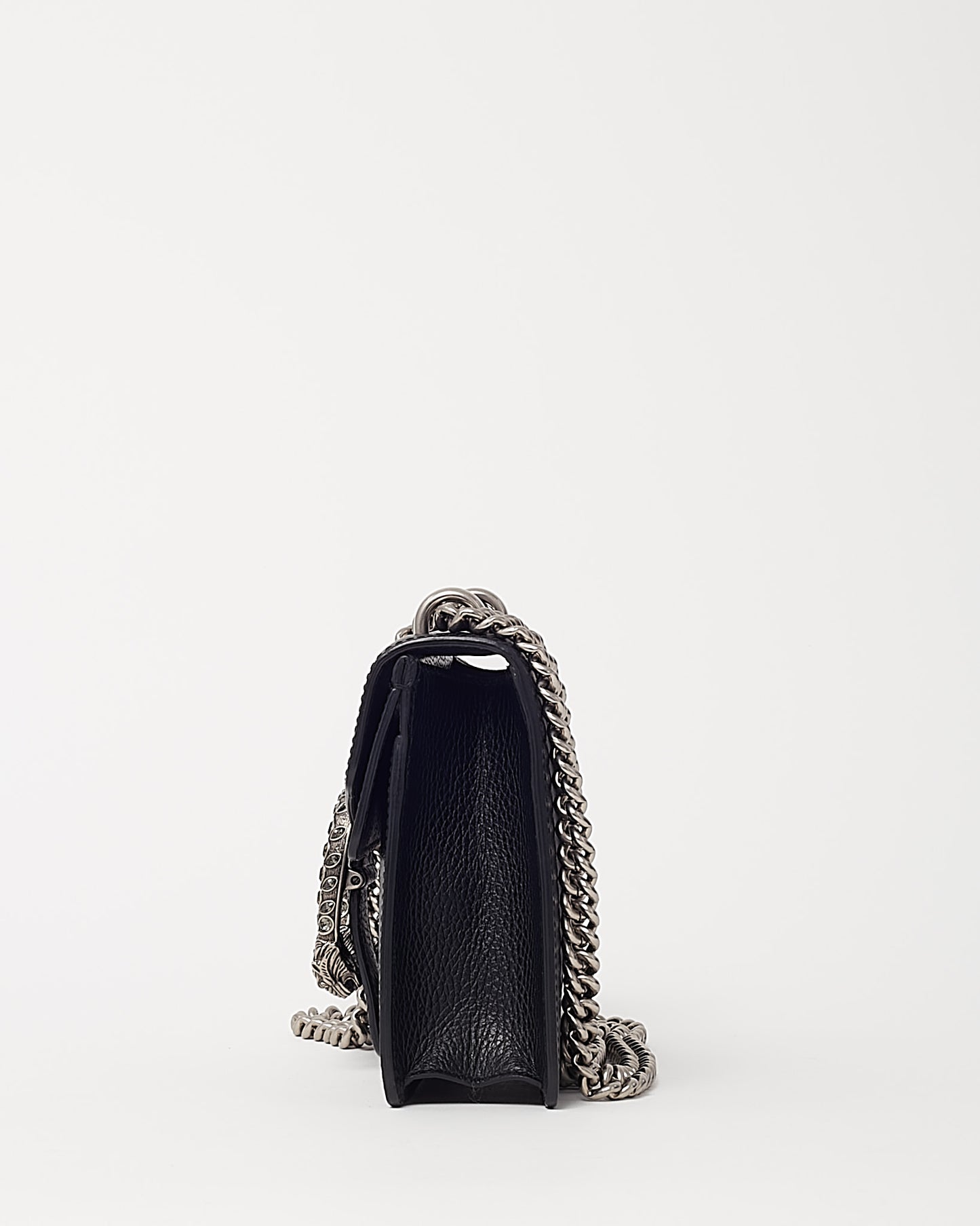 Gucci Black Pebbled Leather Mini Square Crystal Dionysus Shoulder Bag