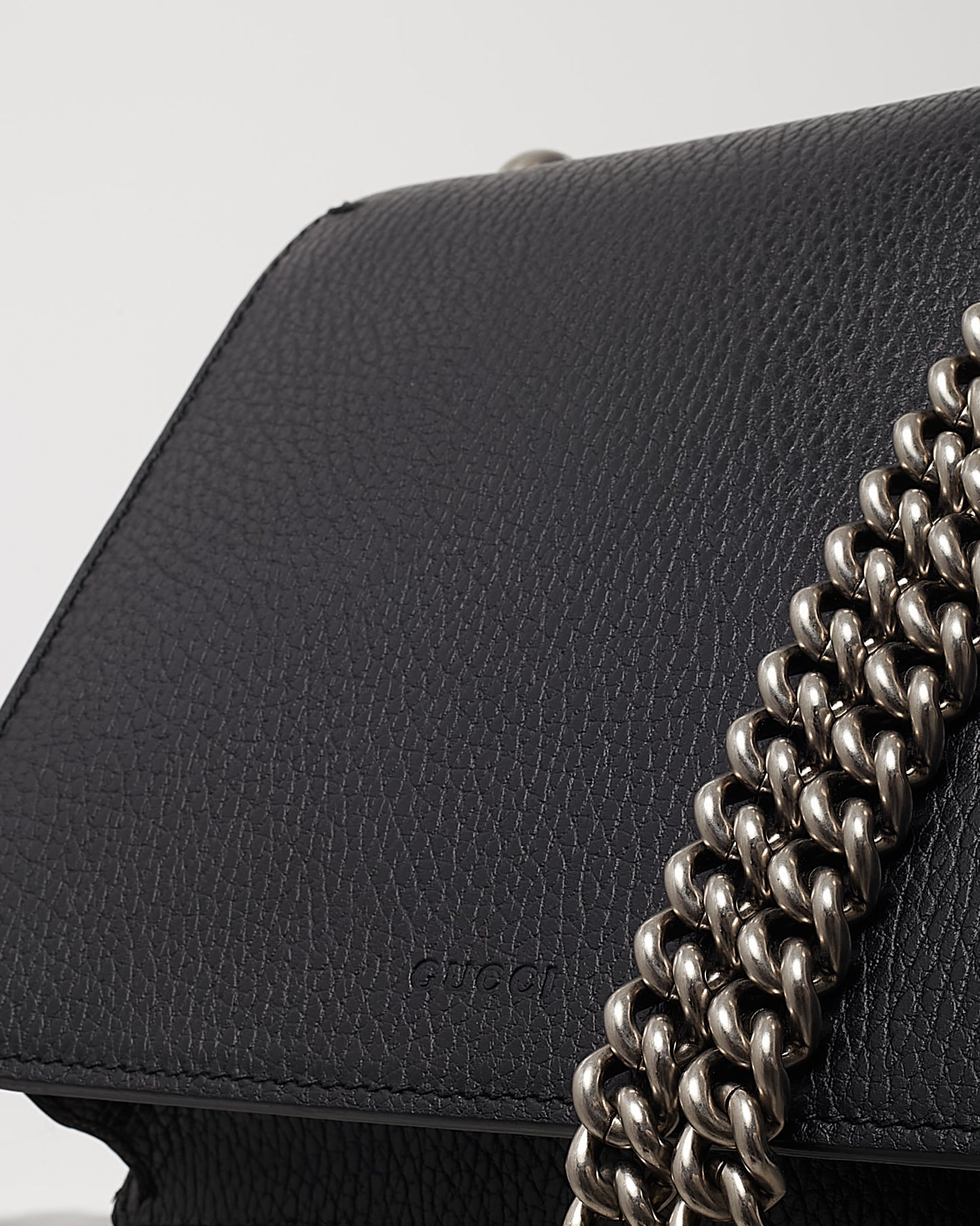 Gucci Black Pebbled Leather Mini Square Crystal Dionysus Shoulder Bag