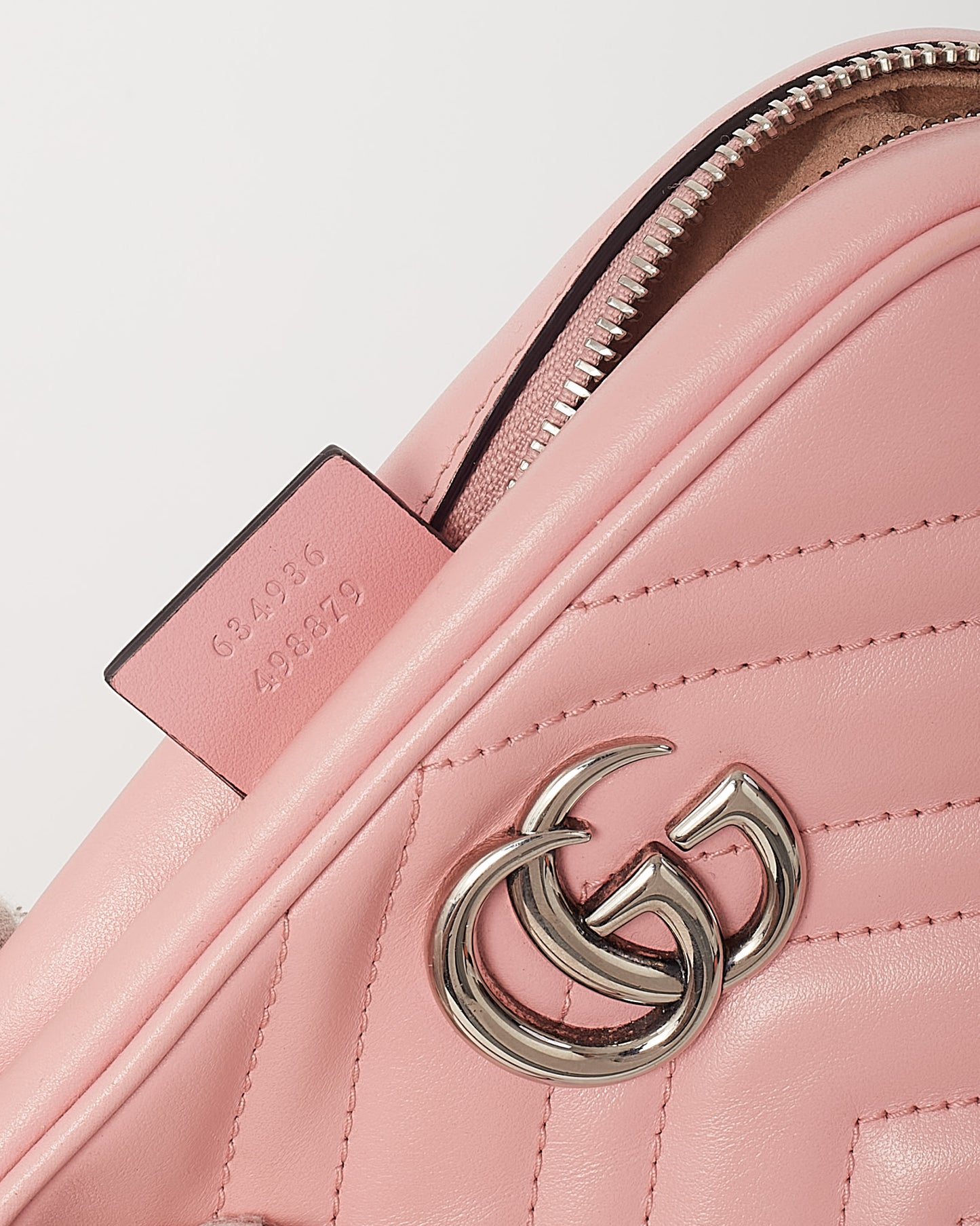 Gucci Pink Chevron Leather Mini Marmont Camera Bag SHW