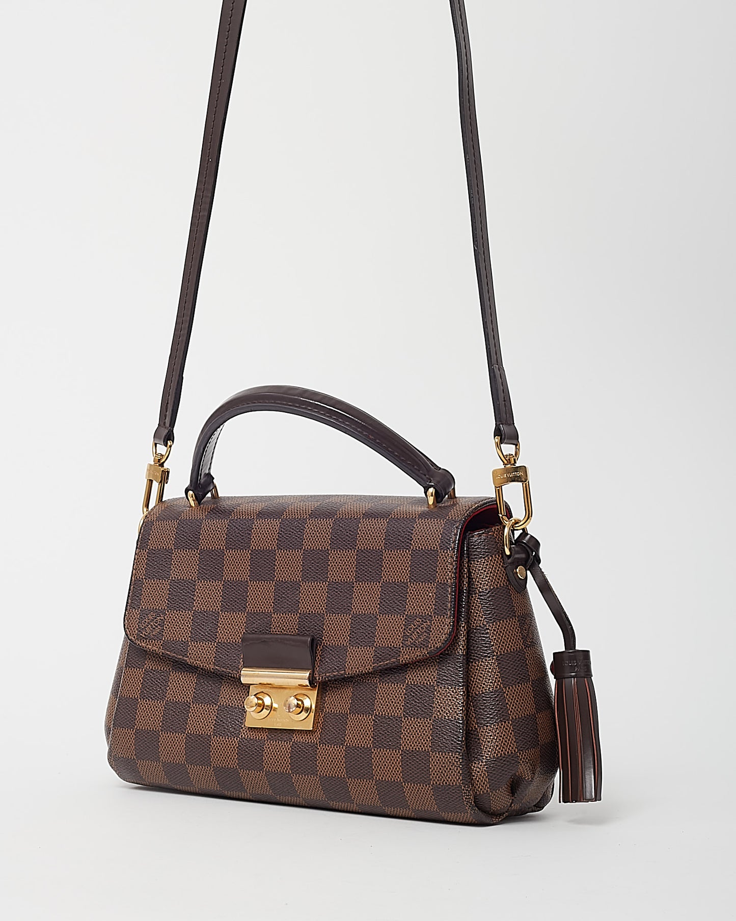 Louis Vuitton Damier Ebene Canvas Croisette Bag with Strap
