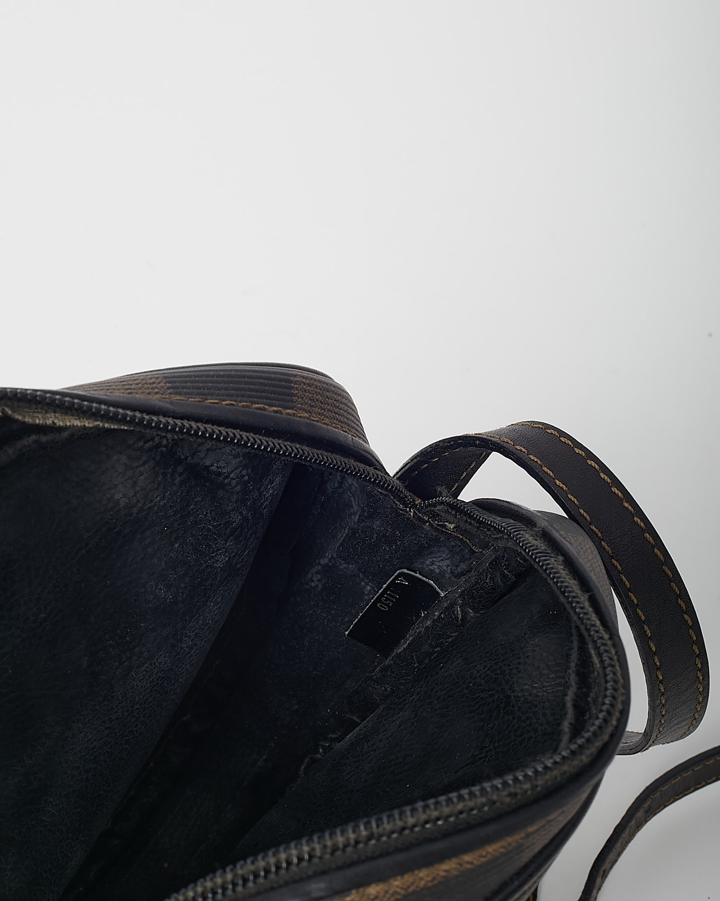 Fendi Vintage Brown Pequin Check Coated Canvas Mini Round Crossbody Bag