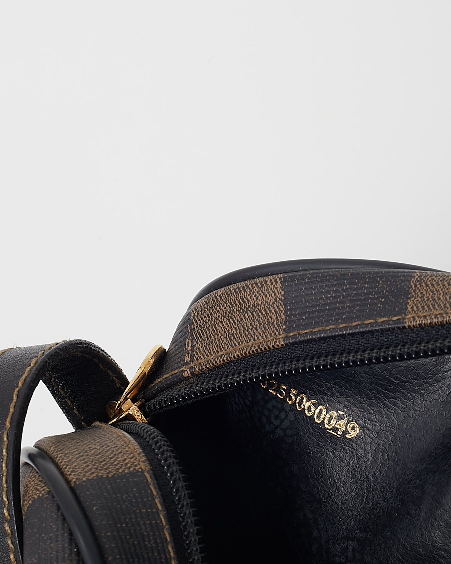 Fendi Vintage Brown Pequin Stripe Coated Canvas Mini Round Crossbody Bag