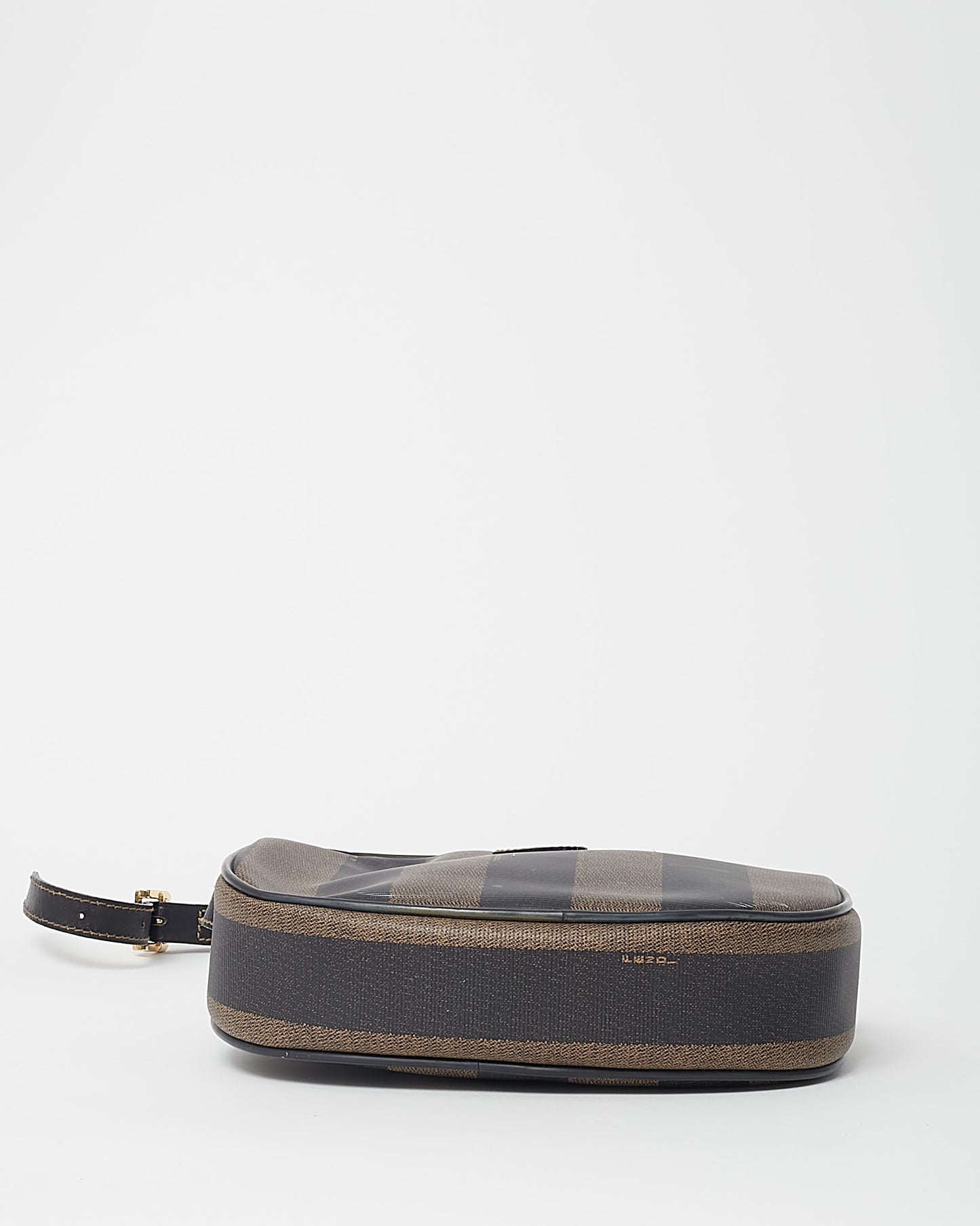 Fendi Vintage Brown Pequin Stripe Coated Canvas Mini Round Crossbody Bag