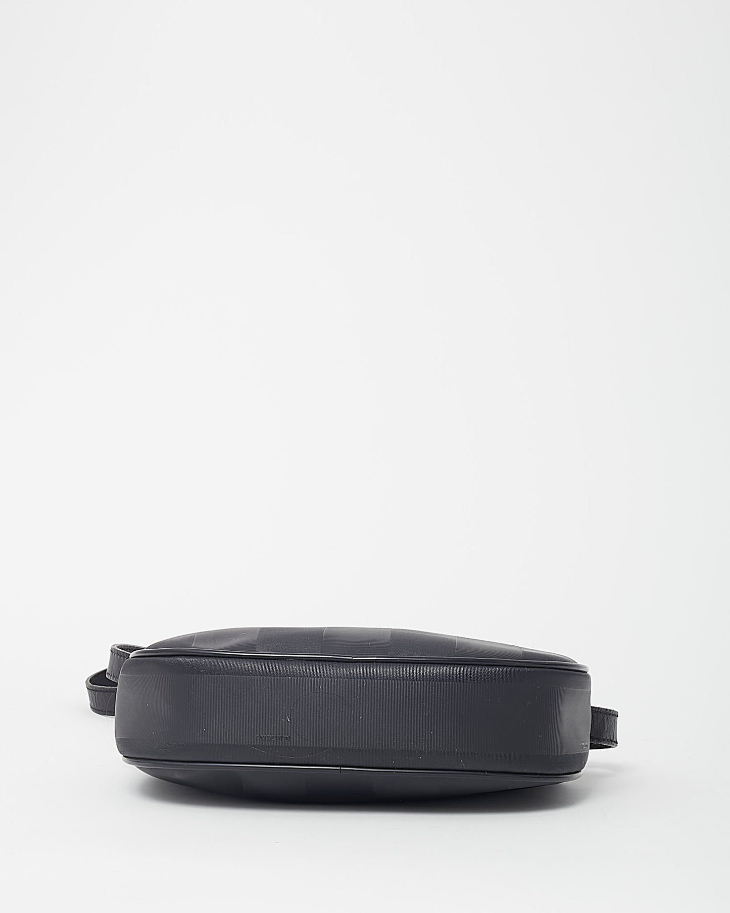 Fendi Vintage Black Pequin Stripe Coated Canvas Mini Round Crossbody Bag