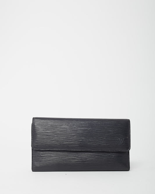Louis Vuitton Black Epi Leather Long Flap Wallet