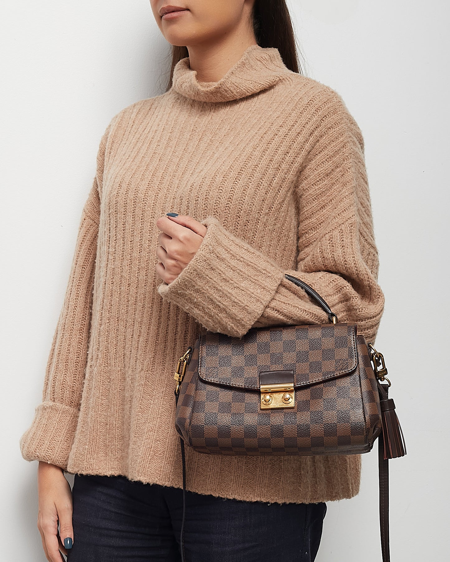 Louis Vuitton Damier Ebene Canvas Croisette Bag with Strap