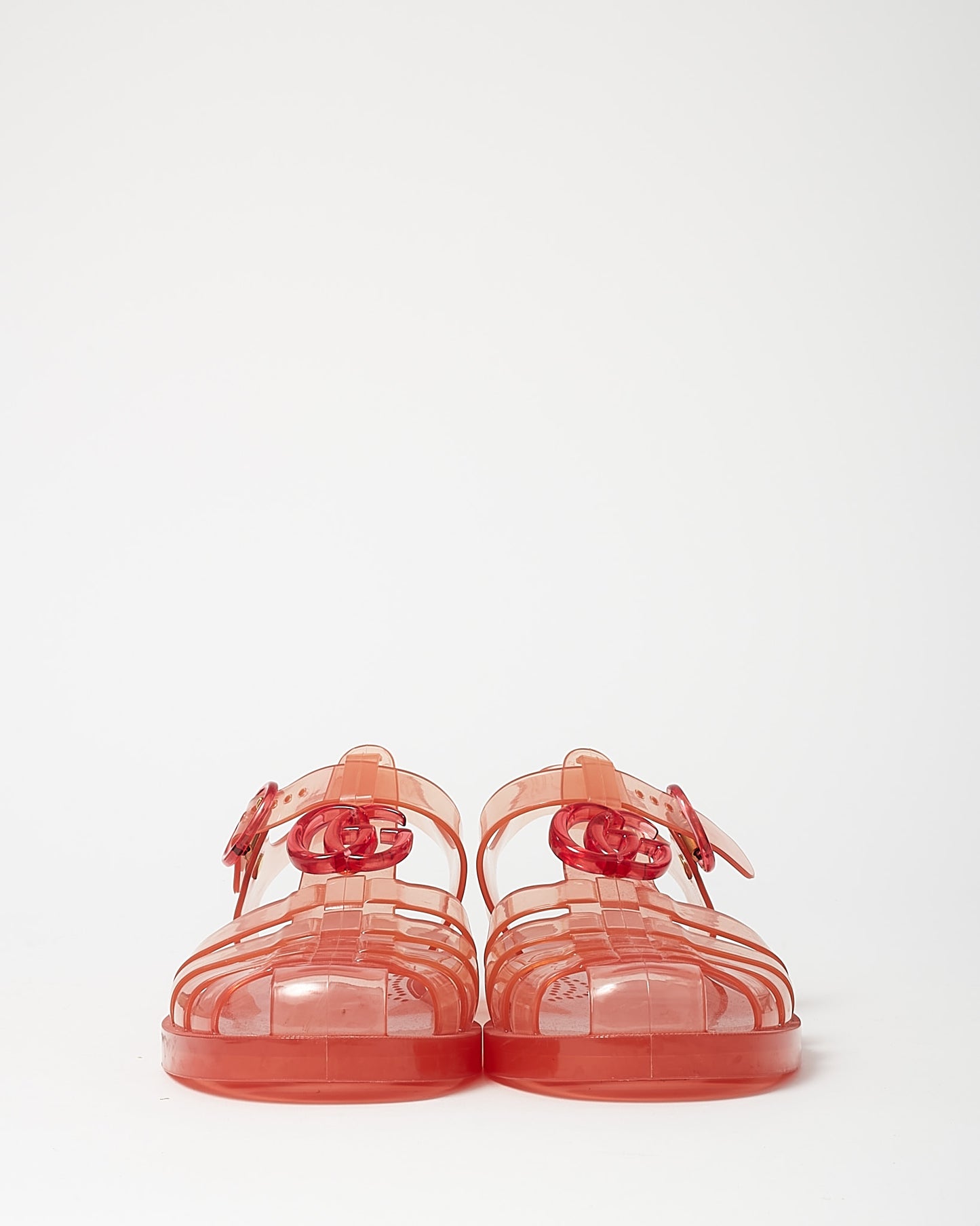 Gucci Orange/Pink Rubber Jelly GG Logo Fisherman Sandals - 39