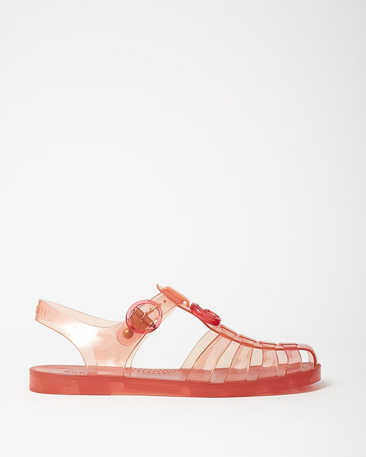 Gucci Orange/Pink Rubber Jelly GG Logo Fisherman Sandals - 39