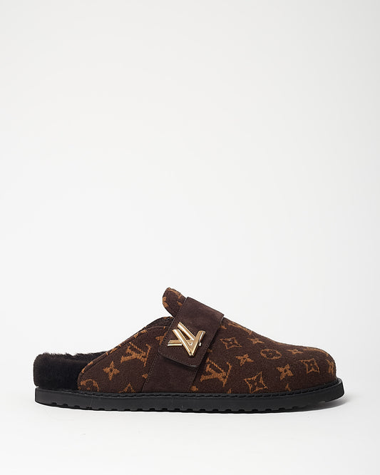 Louis Vuitton Brown Monogram Cashgora Wool LV Cosy Flat Comfort Closed Mules - 41