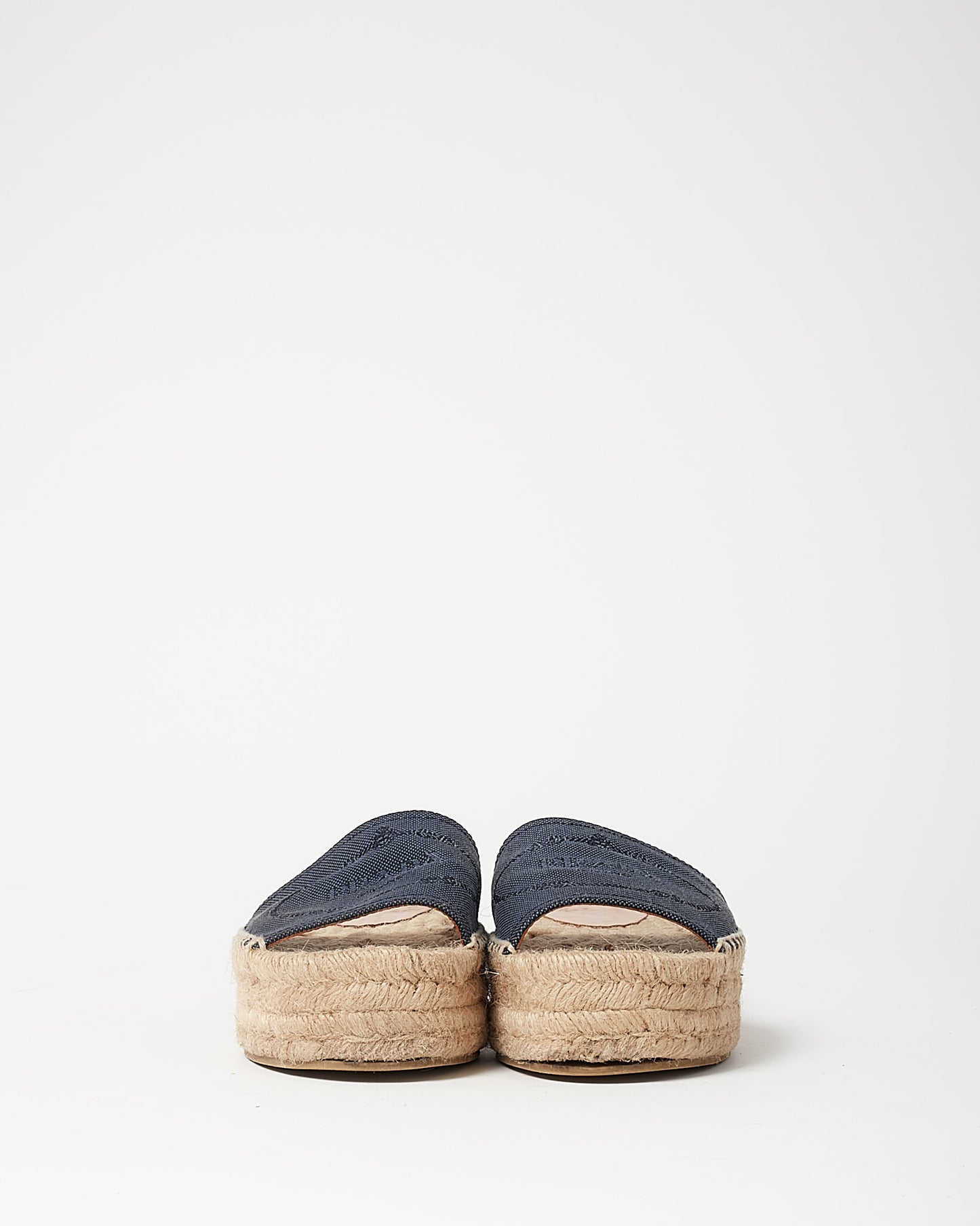 Prada Indigo Denim Canapa Logo Espadrilles - 36
