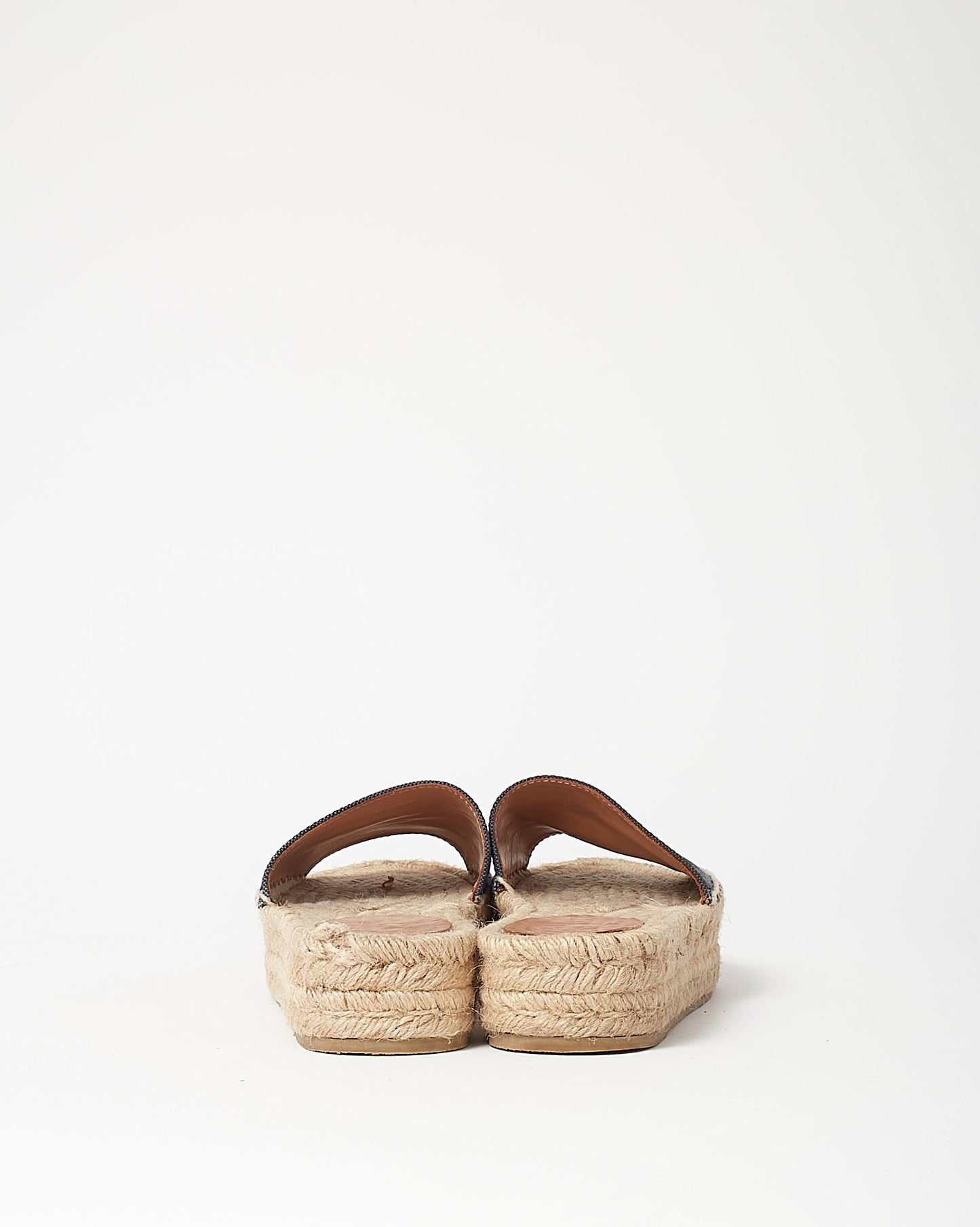 Prada Indigo Denim Canapa Logo Espadrilles - 36