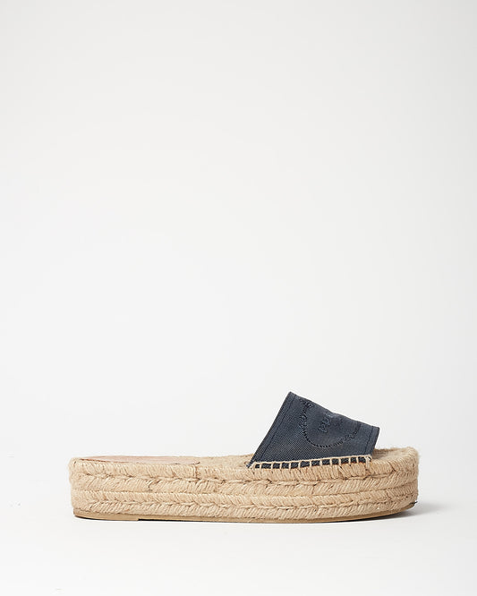 Prada Indigo Denim Canapa Logo Espadrilles - 36