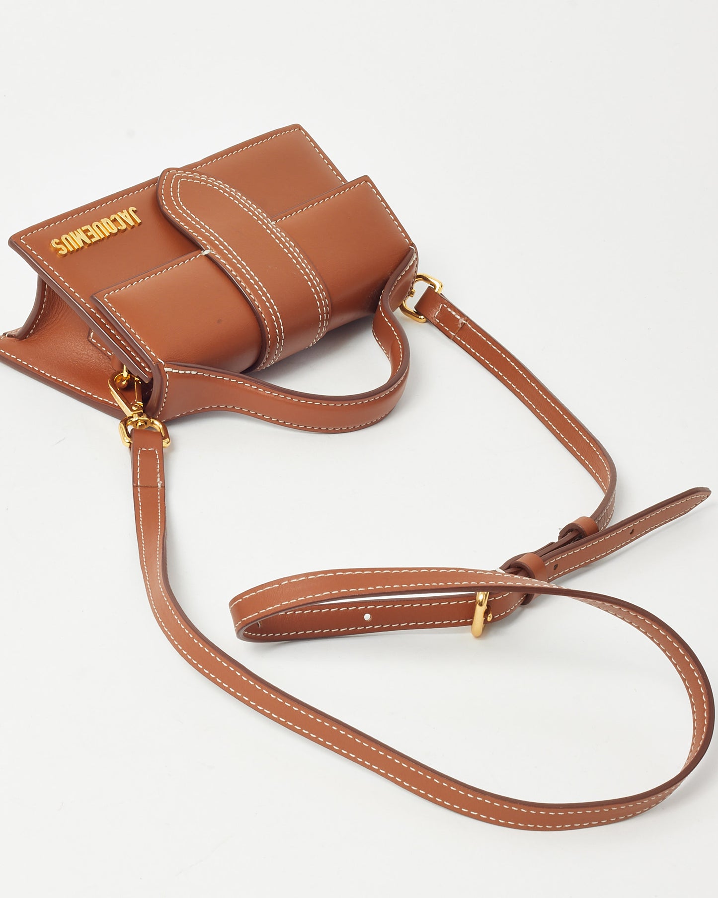 Jacquemus Tan Leather Le Bambino Mini Crossbody Bag with Strap