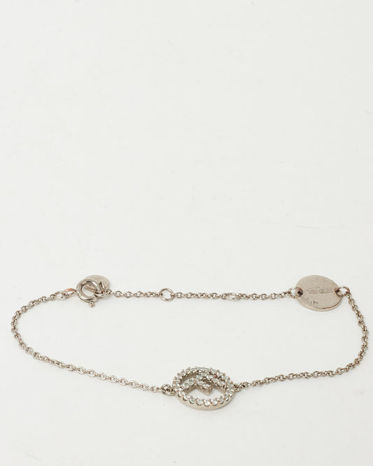 Fendi Silver and Crystal F is Fendi Circle Logo Chain Bracelet - S