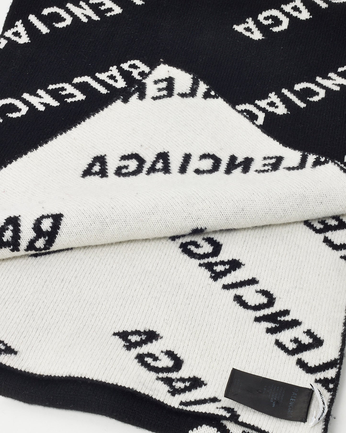 Balenciaga Écharpe à logo en laine bordeaux et noire