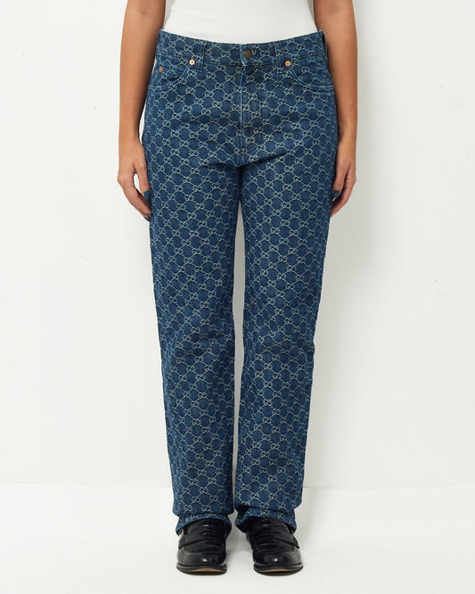 Gucci Blue Eco Washed Organic Denim GG Monogram Jeans - 32 MEN / US 8/10 WOMEN