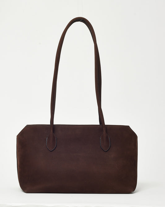 The Row Chocolate Brown Suede Terrasse Shoulder Bag