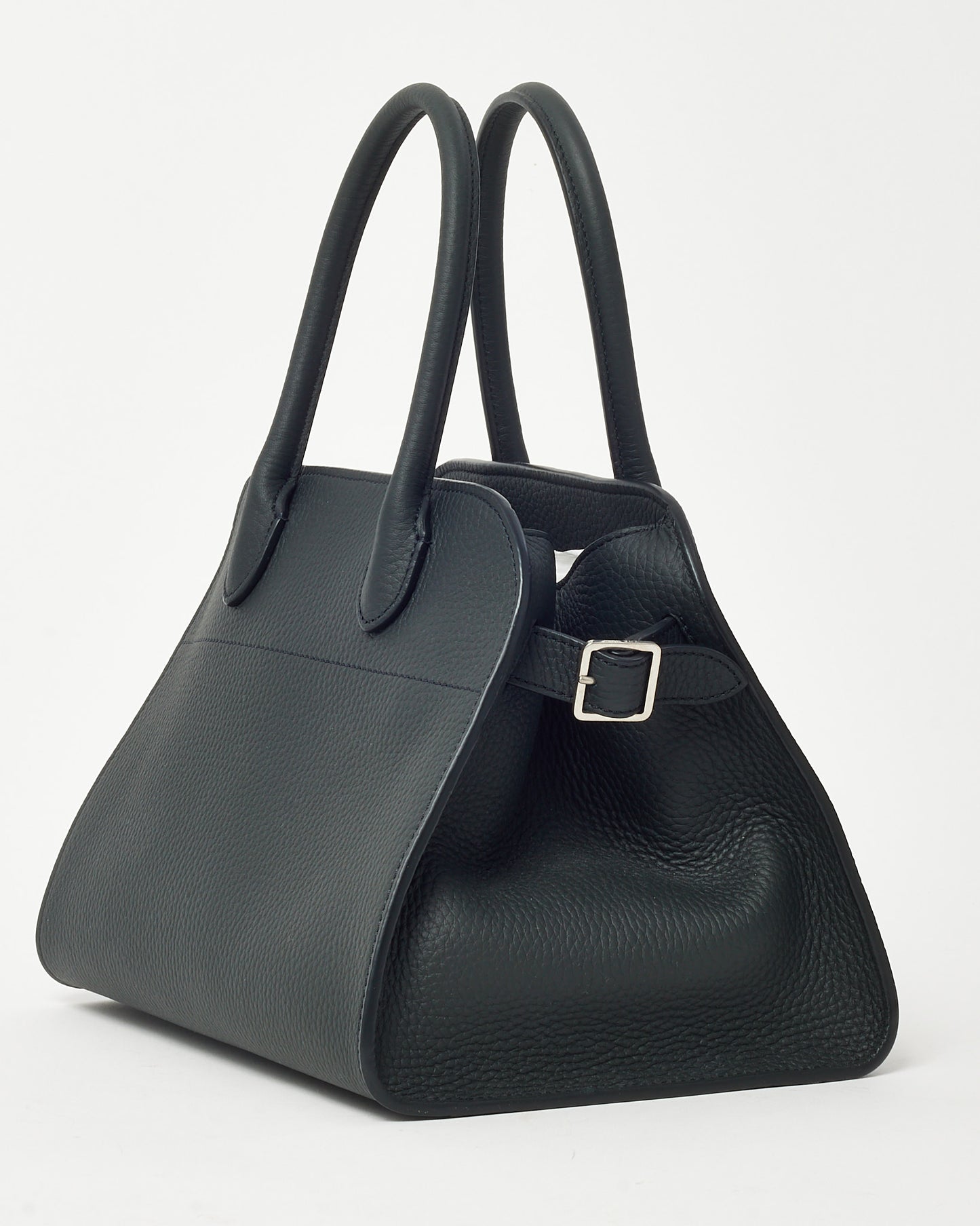 The Row Dark Pine Grained Calfskin Leather Soft Margaux 10 Bag