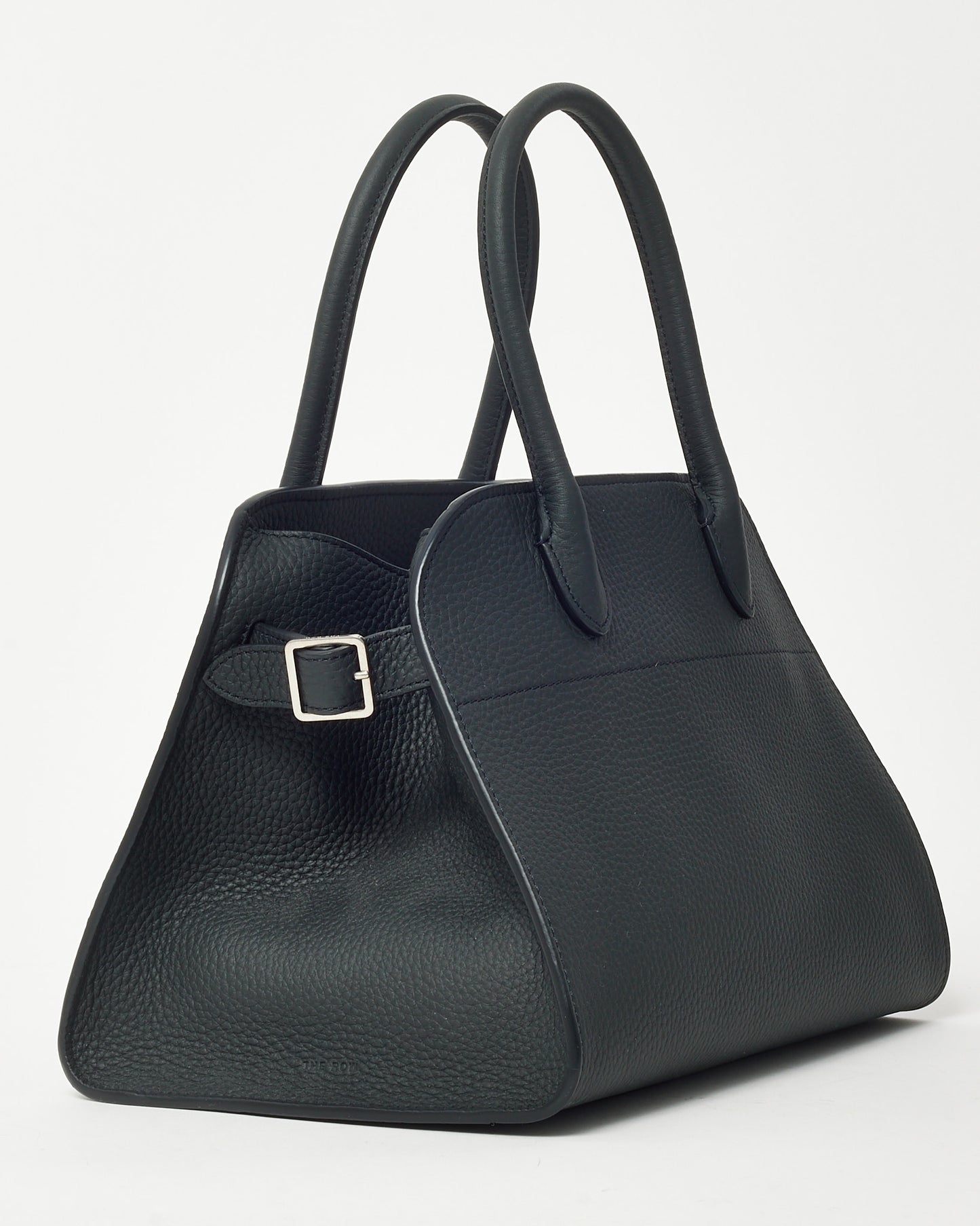 The Row Dark Pine Grained Calfskin Leather Soft Margaux 10 Bag