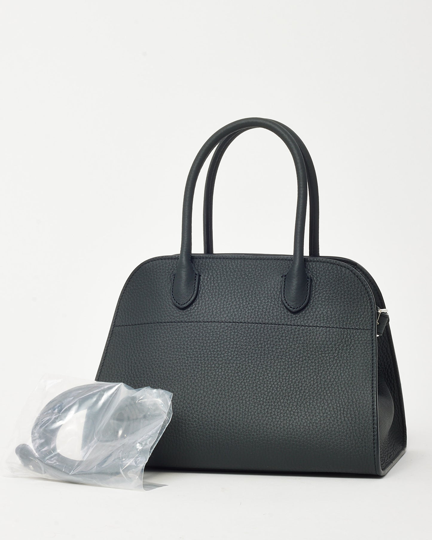 The Row Dark Pine Grained Calfskin Leather Soft Margaux 10 Bag