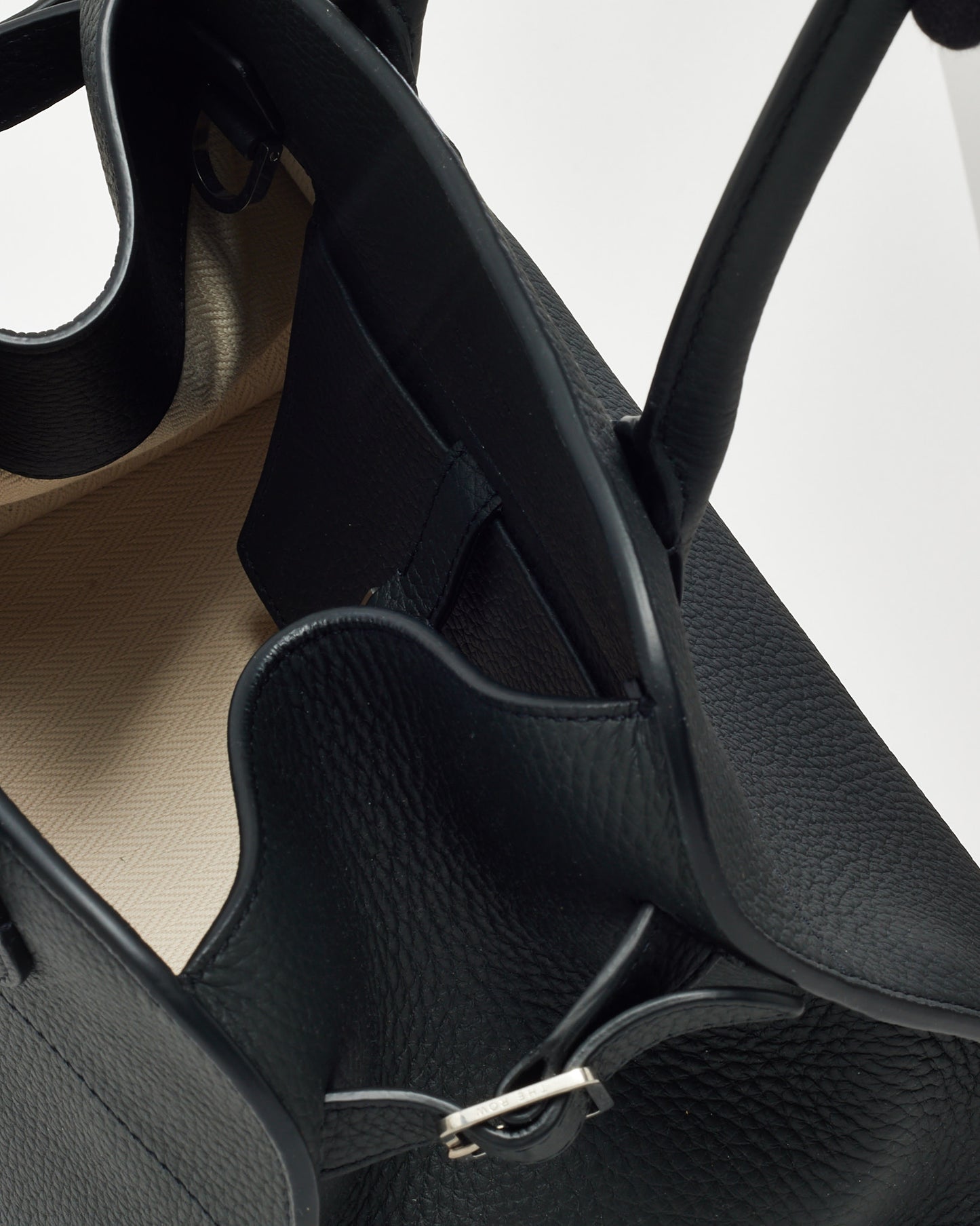 The Row Dark Pine Grained Calfskin Leather Soft Margaux 10 Bag