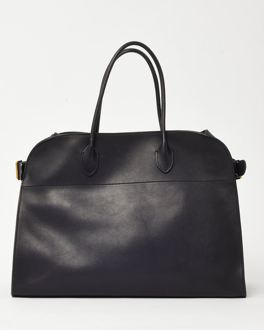 The Row Black Saddle Leather Margaux 17 Bag