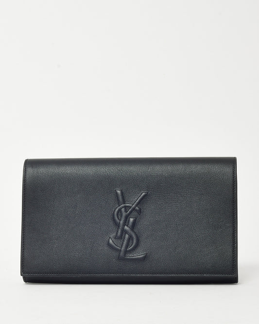 Saint Laurent Black Grained Leather YSL Belle De Jour Clutch Bag