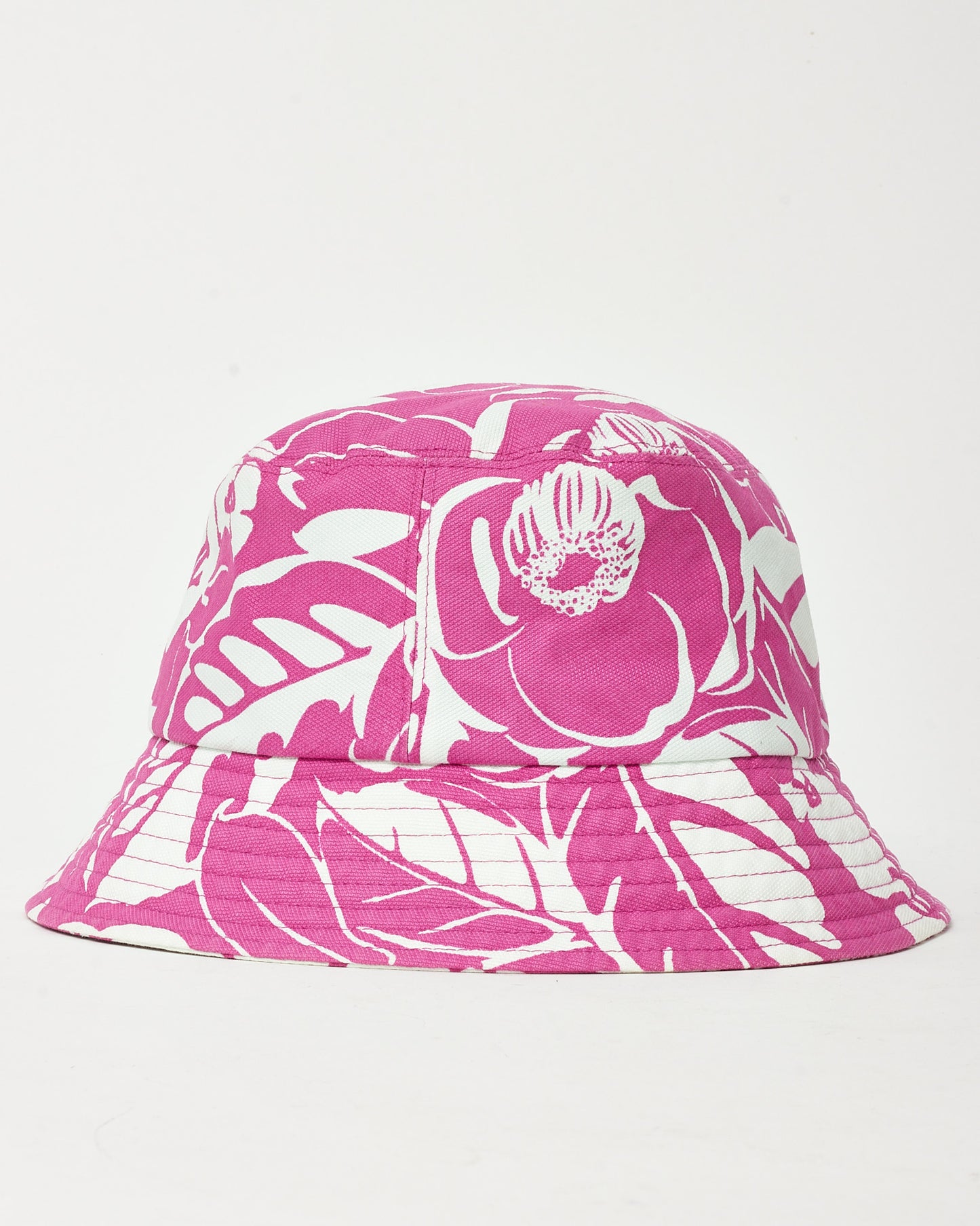 Chanel Pink and White CC Logo Floral Cotton Bucket Hat - L