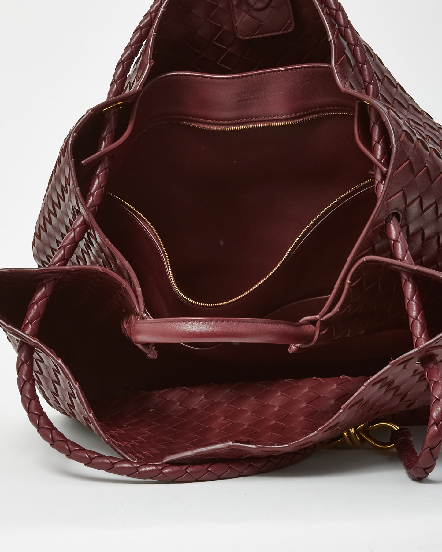 Bottega Veneta Red Barolo Intrecciato Leather Large Andiamo Bag