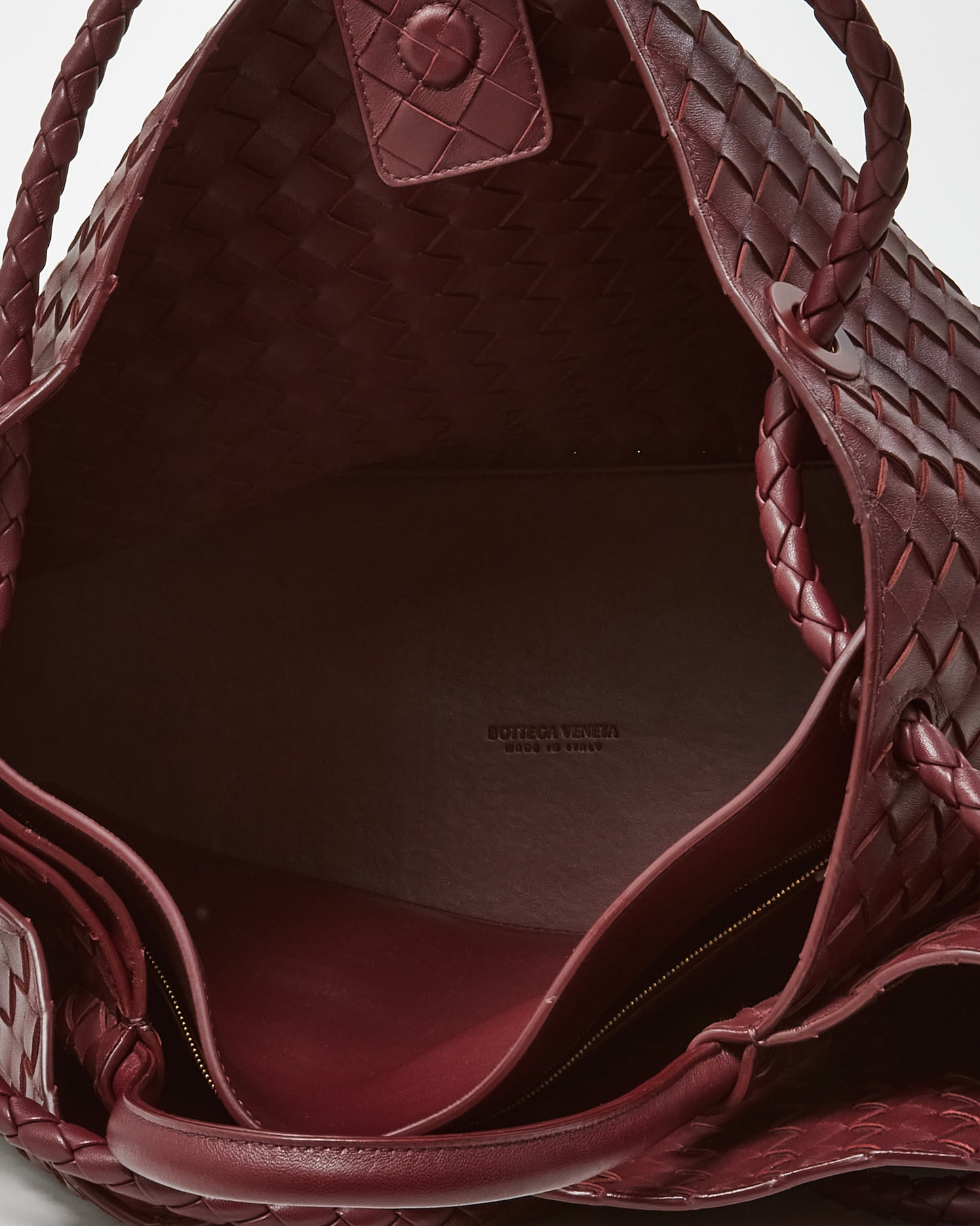 Bottega Veneta Red Barolo Intrecciato Leather Large Andiamo Bag