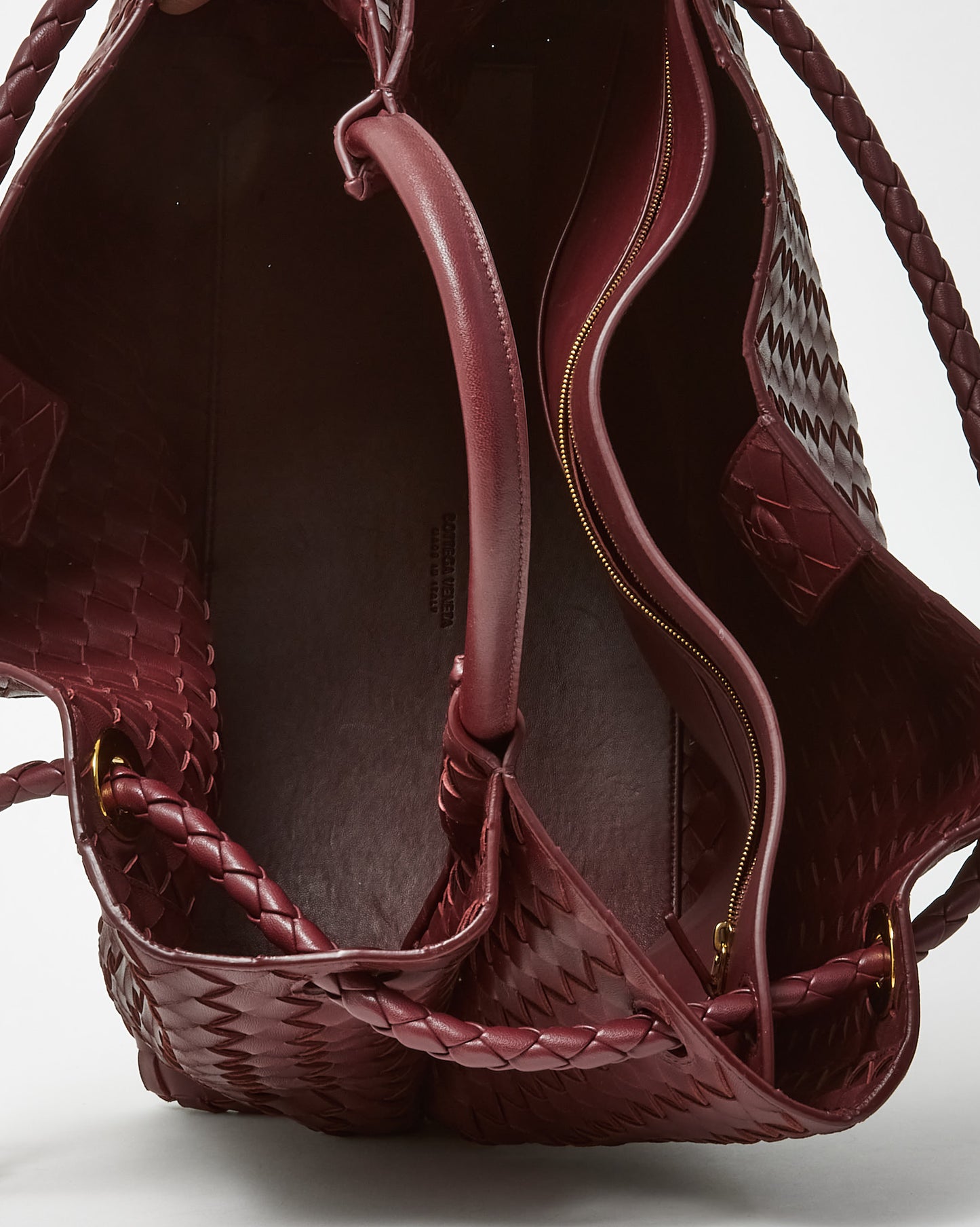 Bottega Veneta Red Barolo Intrecciato Leather Large Andiamo Bag