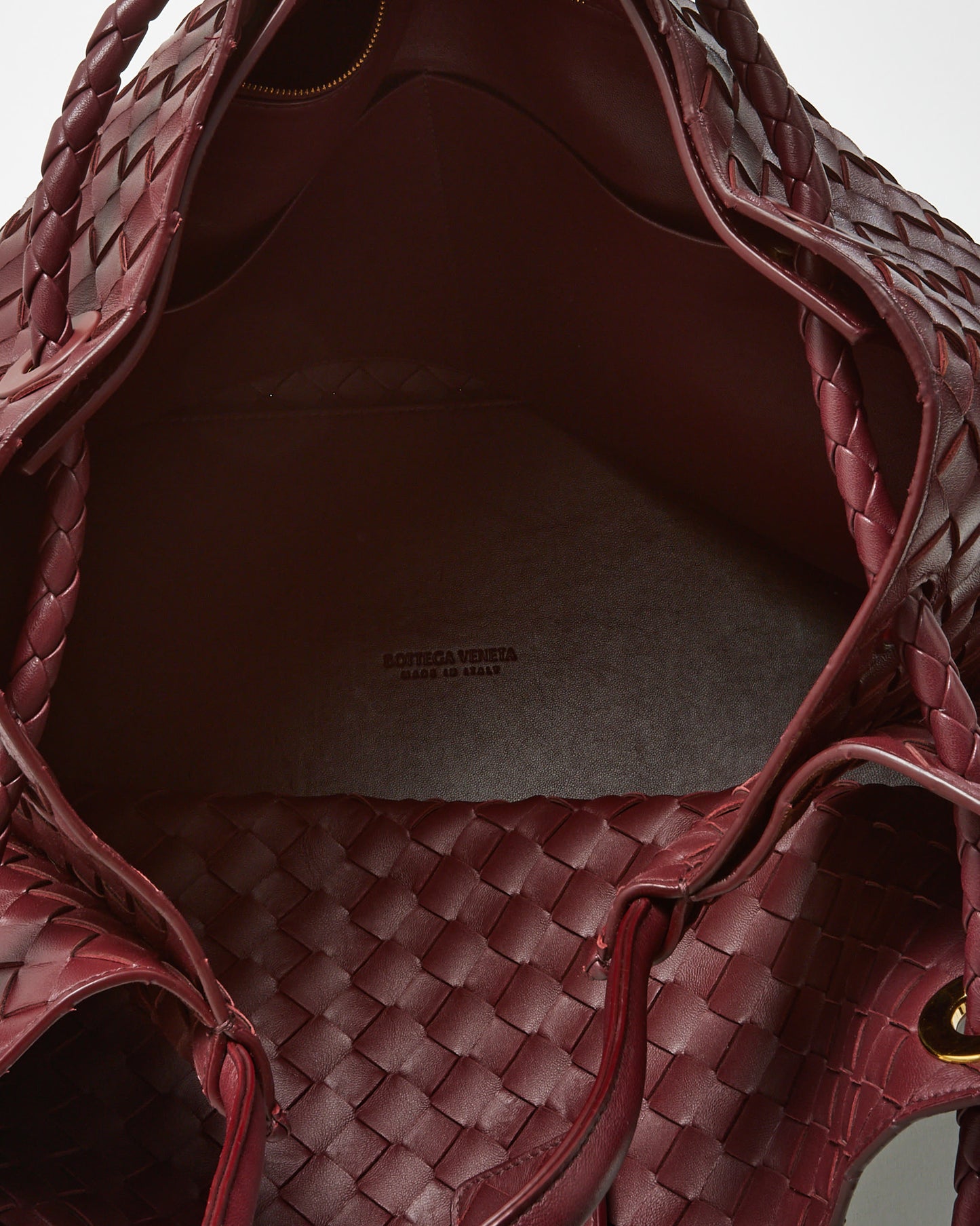 Bottega Veneta Red Barolo Intrecciato Leather Large Andiamo Bag