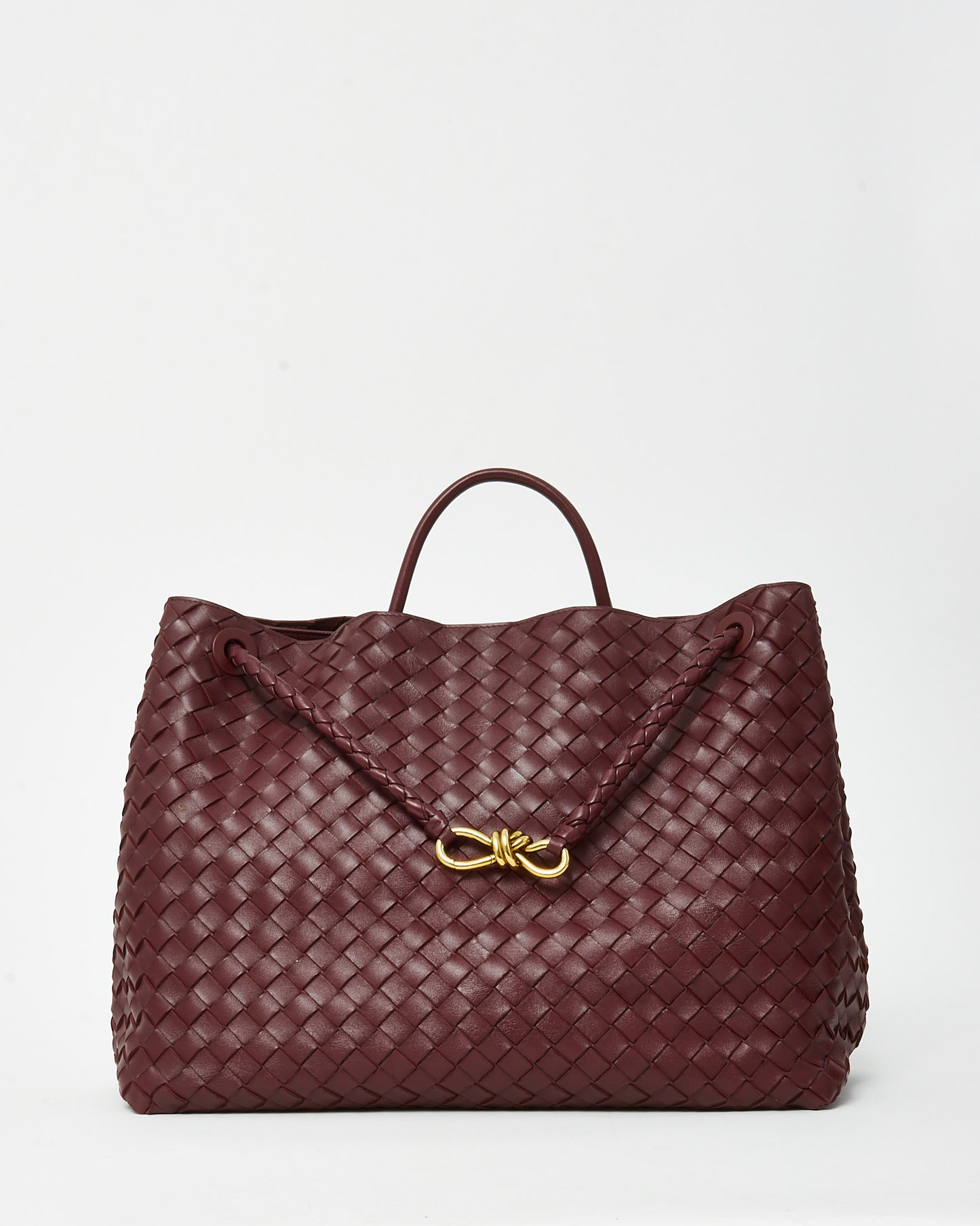 Bottega Veneta Red Barolo Intrecciato Leather Large Andiamo Bag