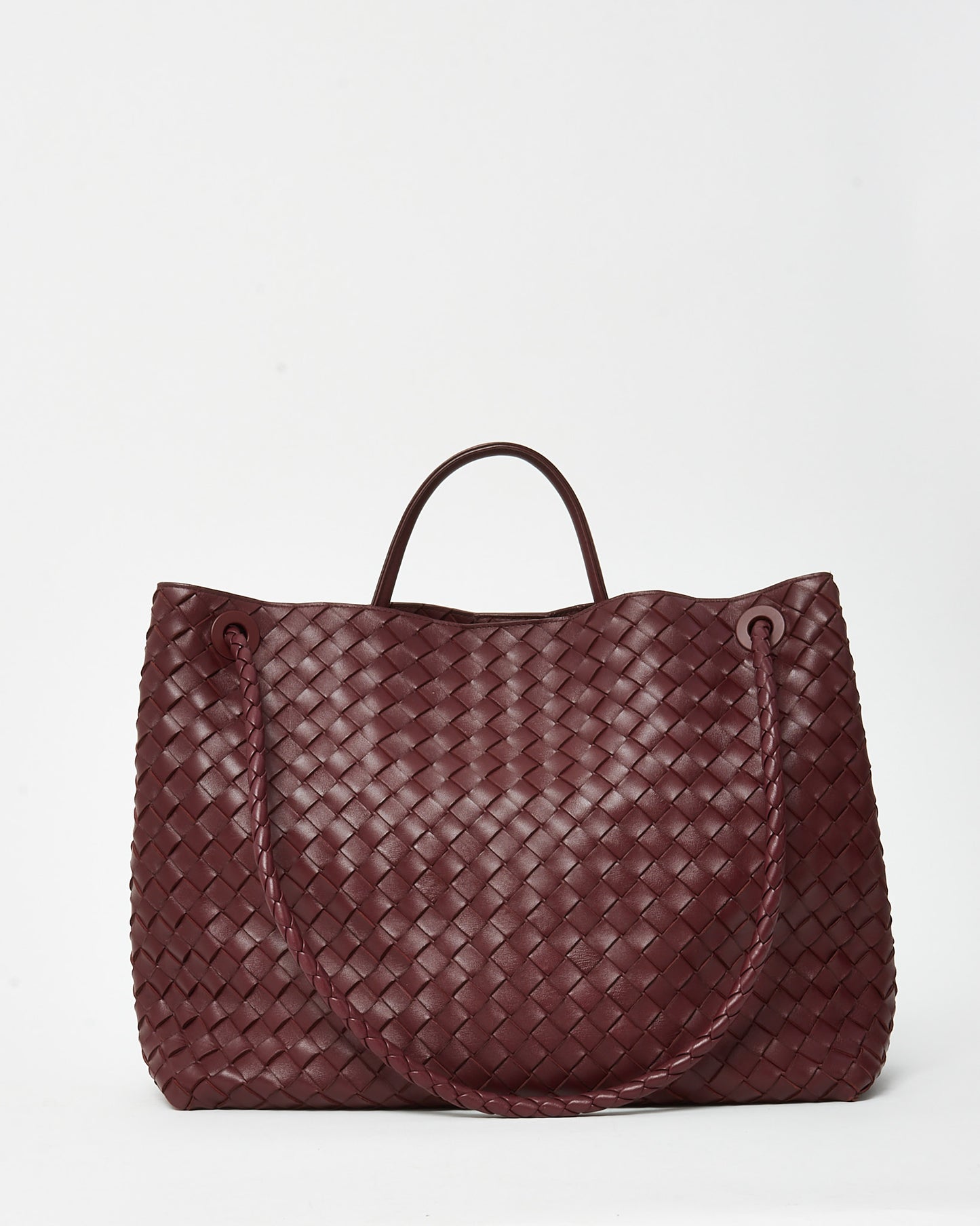 Bottega Veneta Red Barolo Intrecciato Leather Large Andiamo Bag