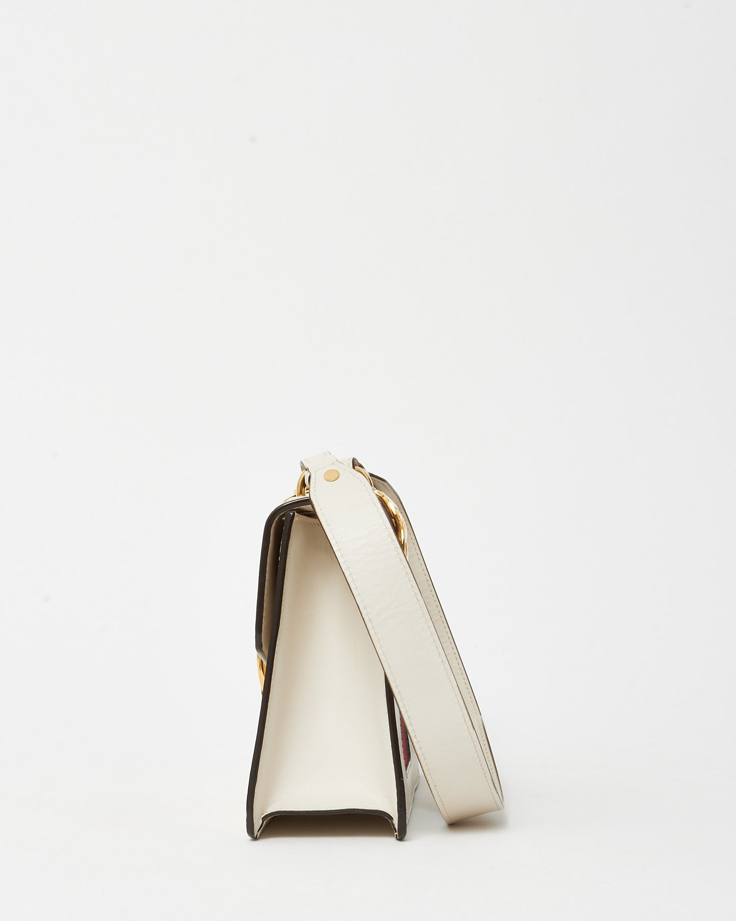 Gucci White Leather Small Web Sylvie Shoulder Bag