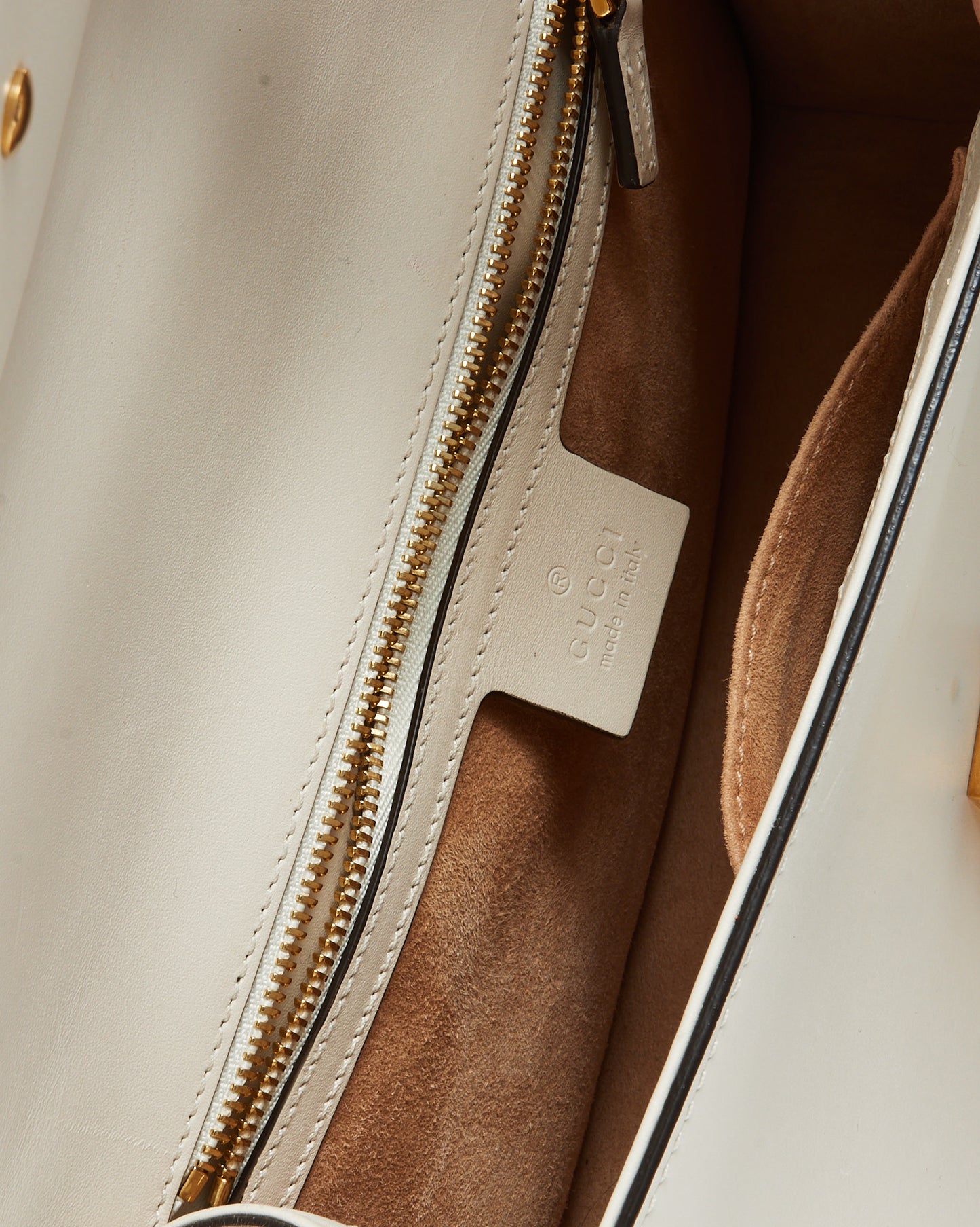 Gucci White Leather Small Web Sylvie Shoulder Bag