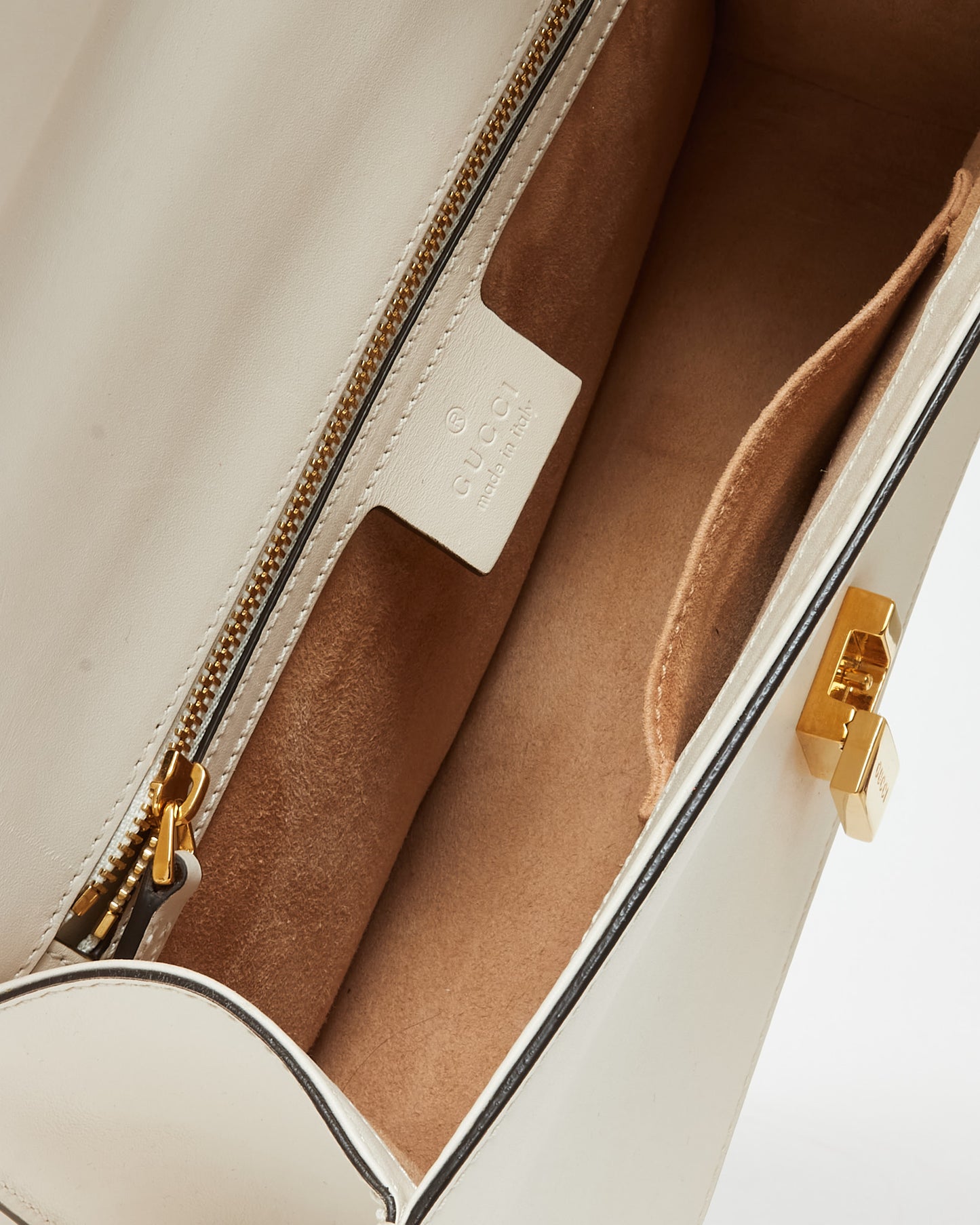 Gucci White Leather Small Web Sylvie Shoulder Bag