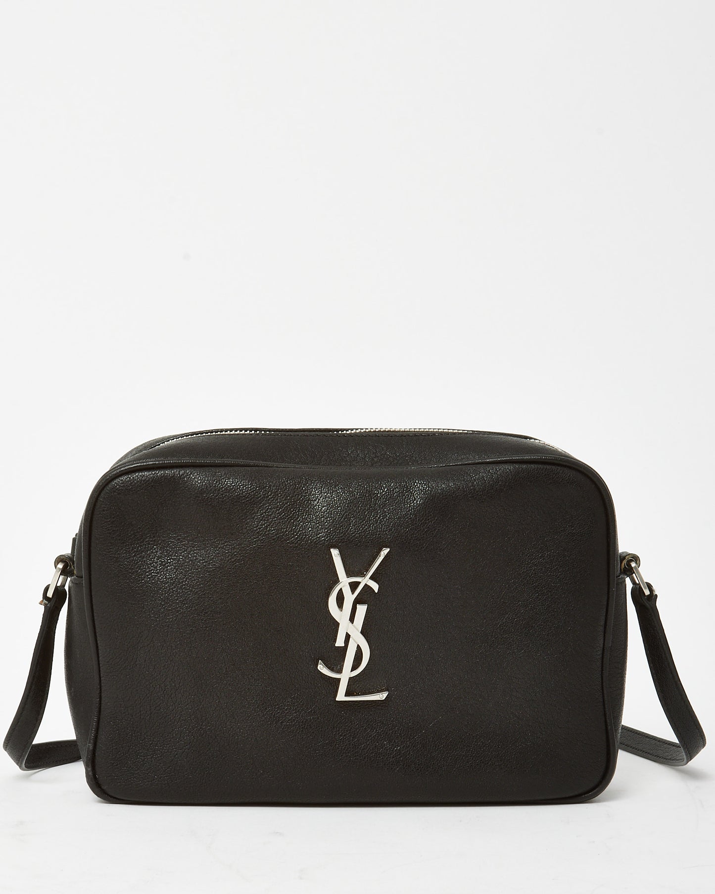 Saint Laurent Black Grained Leather YSL Lou Camera Bag SHW