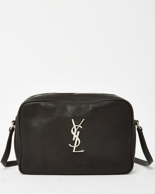 Saint Laurent Black Grained Leather YSL Lou Camera Bag SHW
